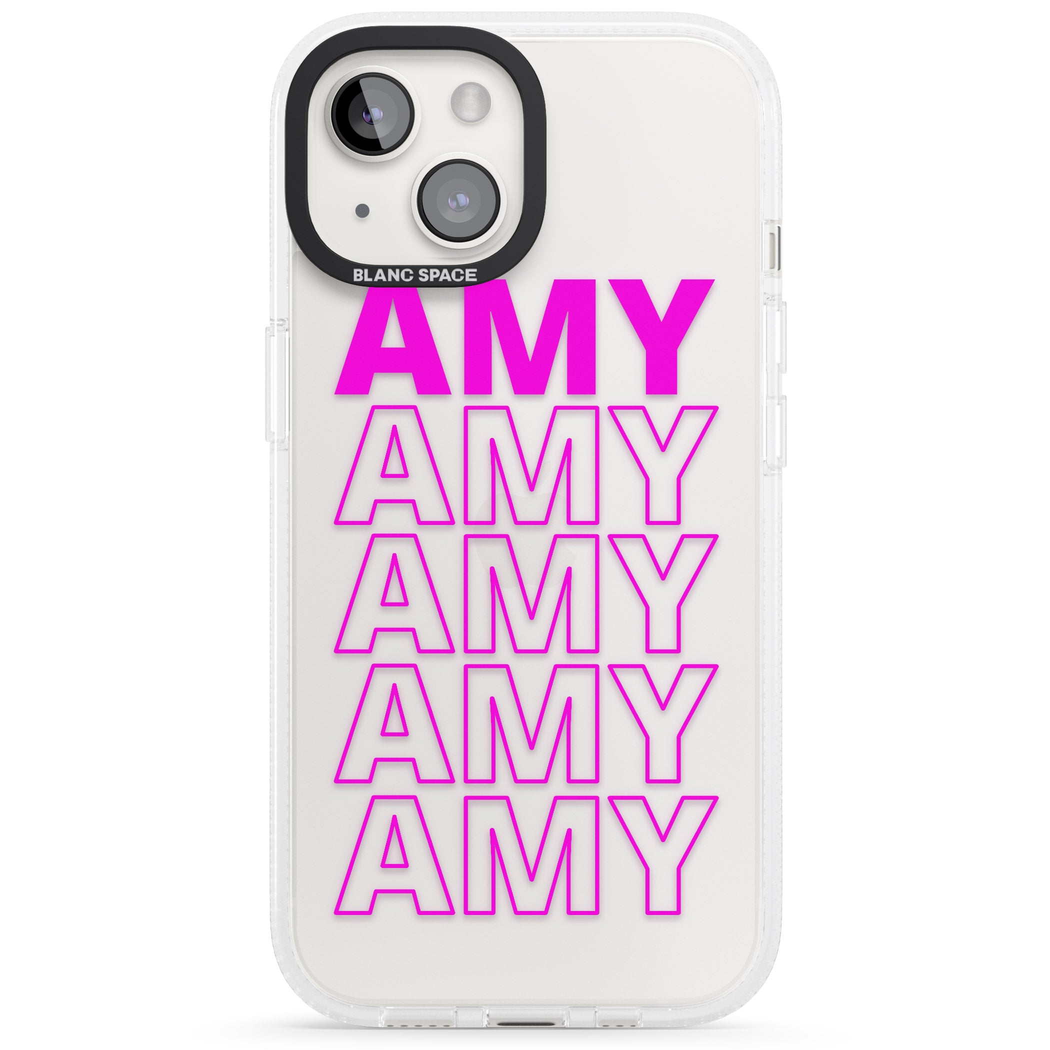 Personalised Clear Text 5D iPhone 15 / 14 / 13 Clear Case Impact Air - Blanc Space