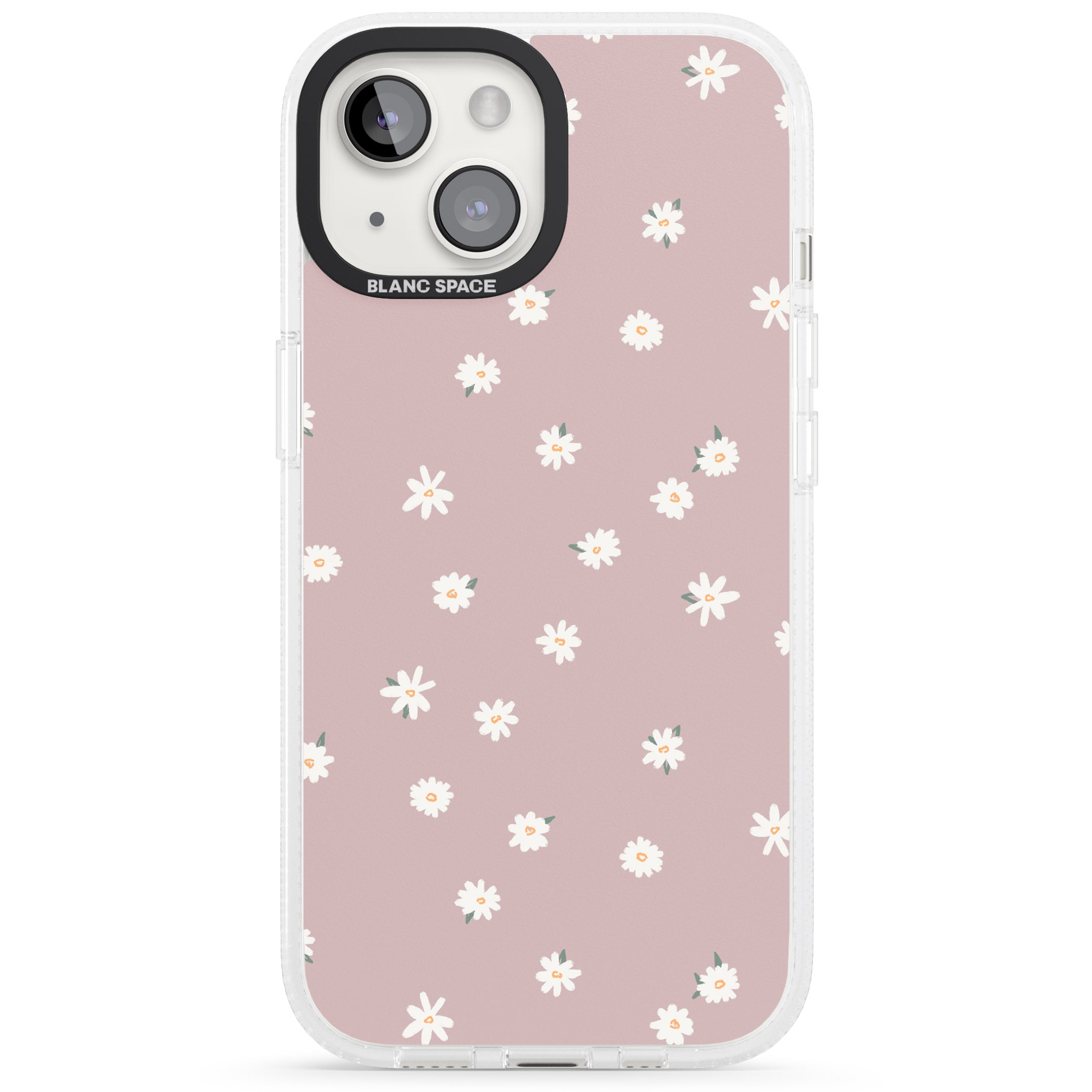 Dark Pink Cute Floral Design iPhone 15 / 14 / 13 Clear Case Impact Air - Blanc Space
