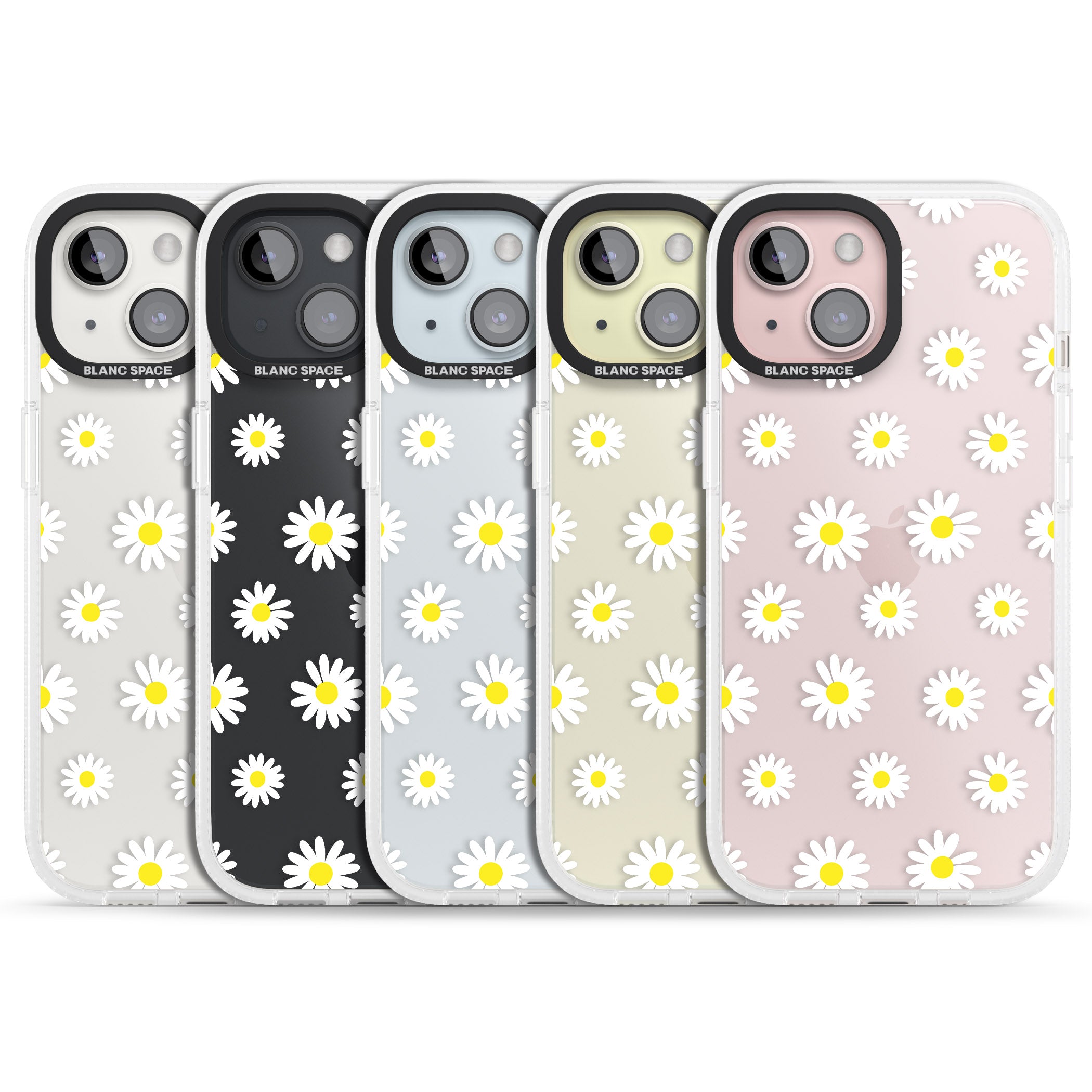 White Daisy Pattern (Clear) iPhone 15 / 14 / 13 Clear Case Impact Air - Blanc Space