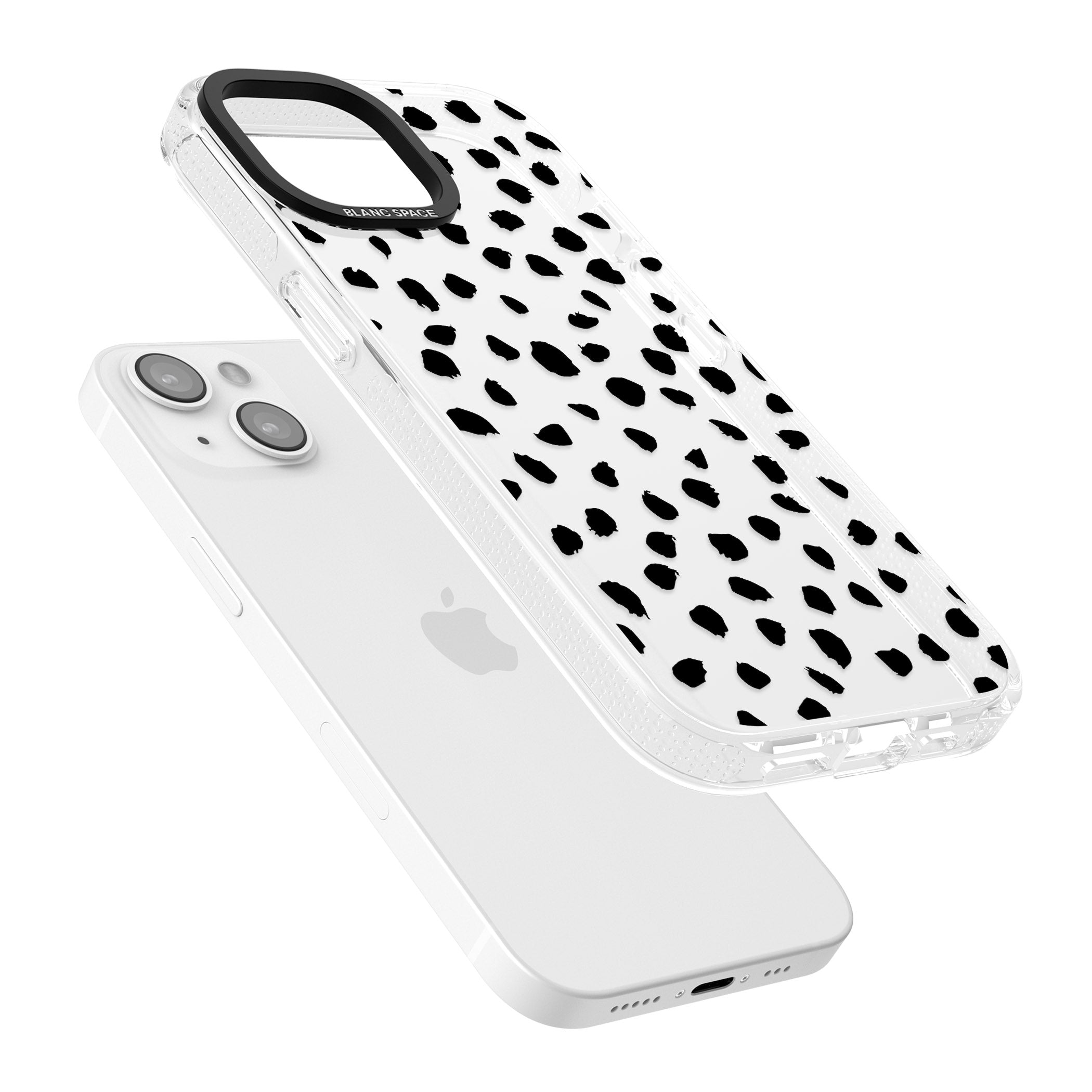 Black on Transparent Dalmatian Polka Dot Spots iPhone 15 / 14 / 13 Clear Case Impact Air - Blanc Space