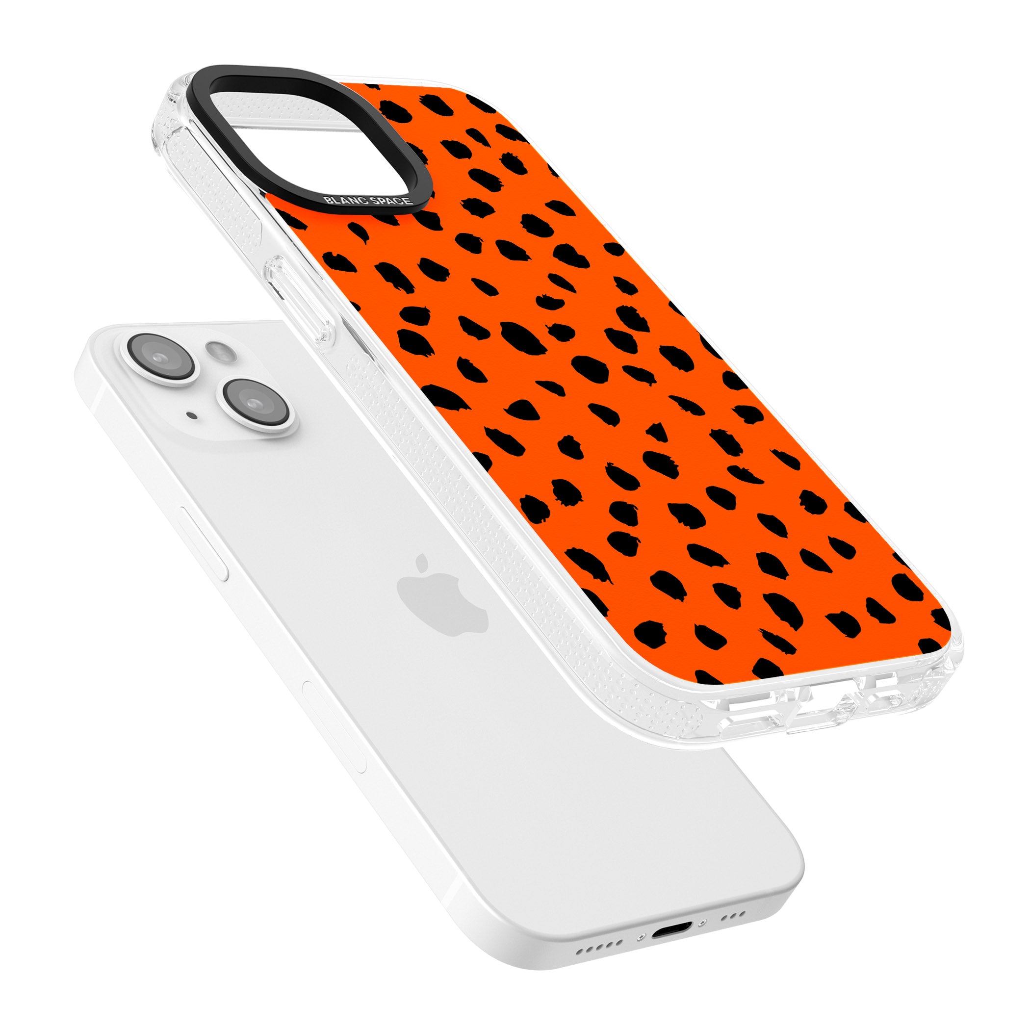 Black & Bright Red Dalmatian Polka Dot Spots iPhone 15 / 14 / 13 Clear Case Impact Air - Blanc Space