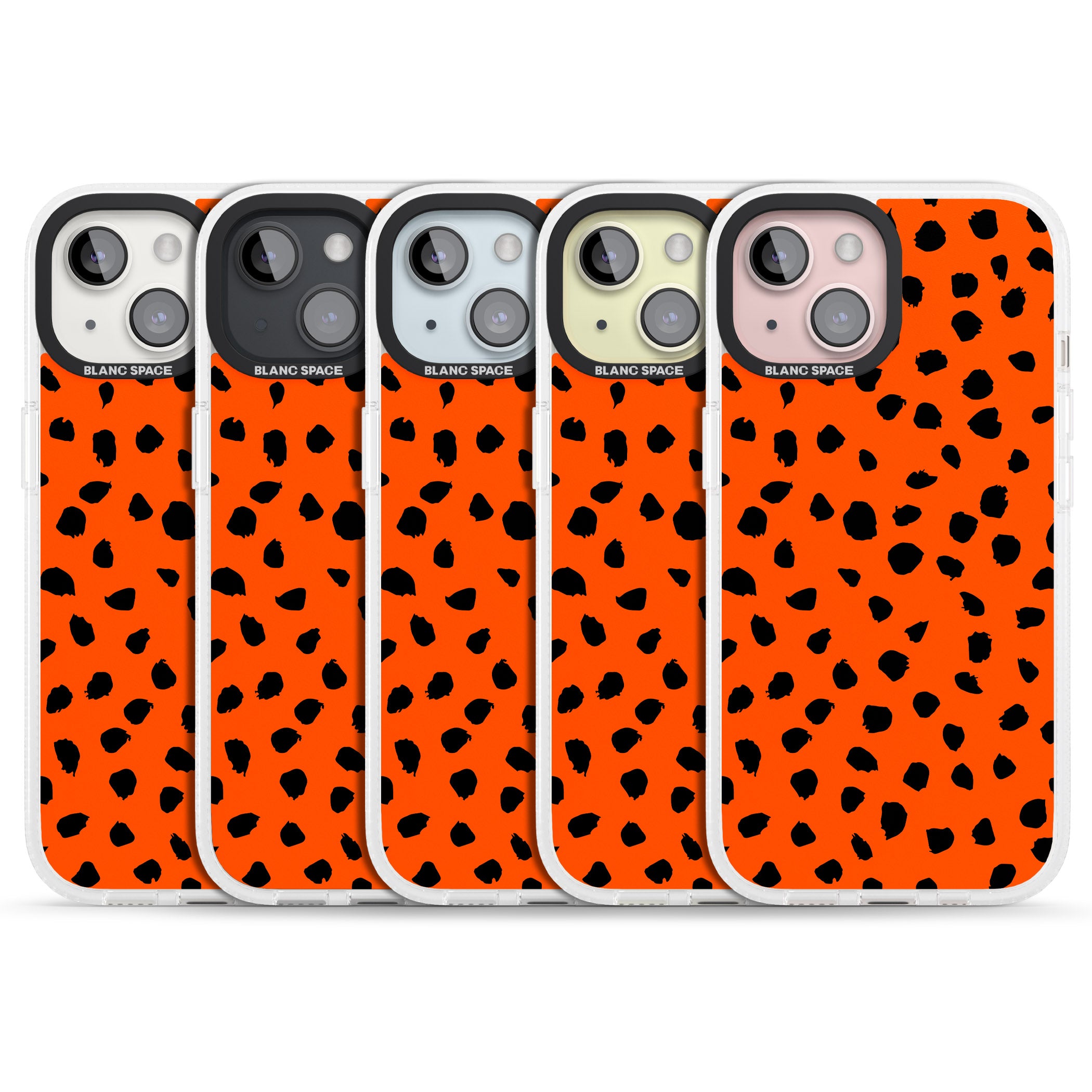 Black & Bright Red Dalmatian Polka Dot Spots iPhone 15 / 14 / 13 Clear Case Impact Air - Blanc Space