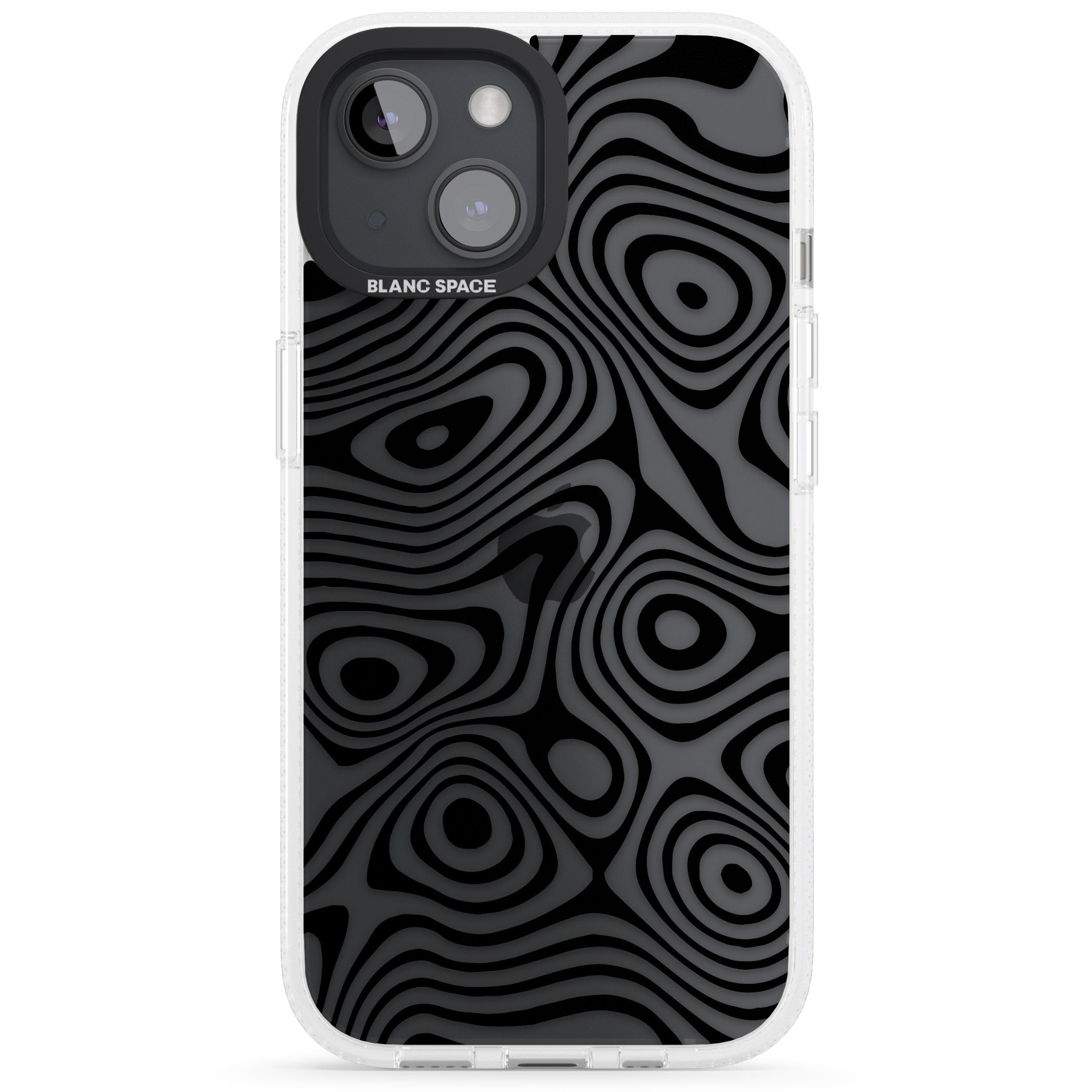 DARK TOPOGRAPHIC MAP iPhone 15 / 14 / 13 Clear Case Impact Air - Blanc Space