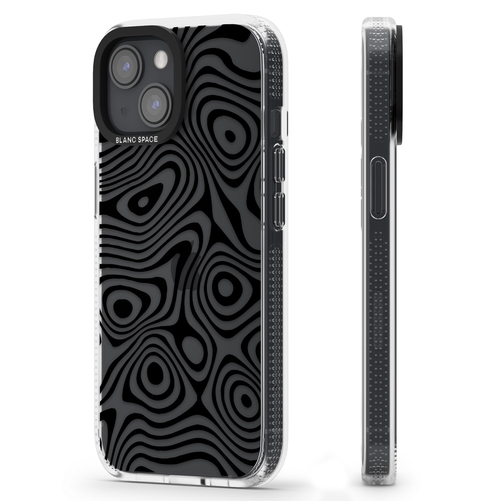 DARK TOPOGRAPHIC MAP iPhone 15 / 14 / 13 Clear Case Impact Air - Blanc Space