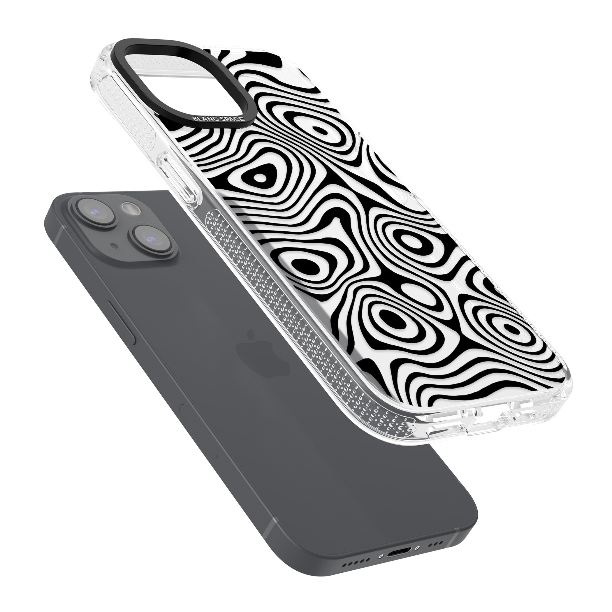 DARK TOPOGRAPHIC MAP iPhone 15 / 14 / 13 Clear Case Impact Air - Blanc Space