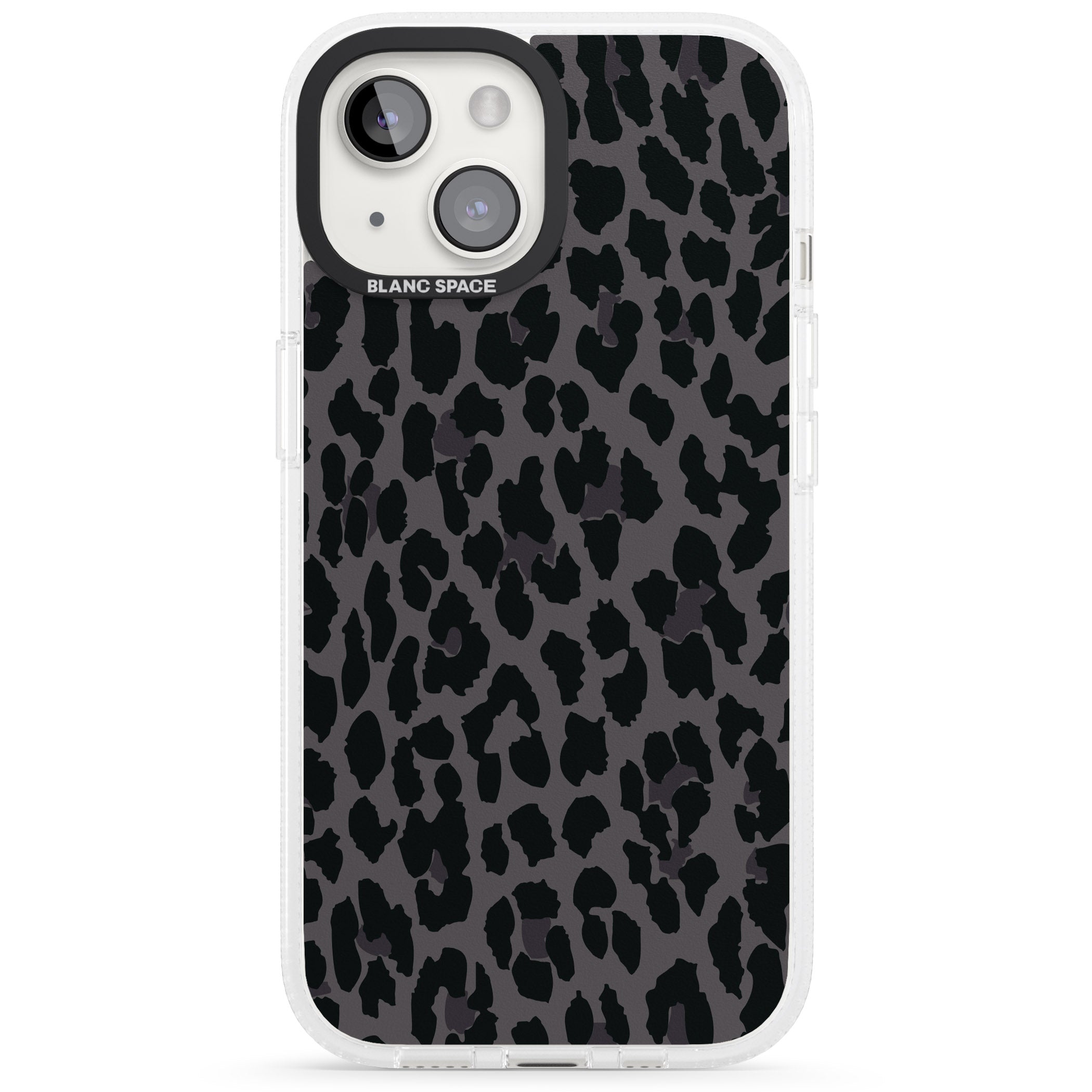 Dark Animal Print Pattern Large Leopard iPhone 15 / 14 / 13 Clear Case Impact Air - Blanc Space