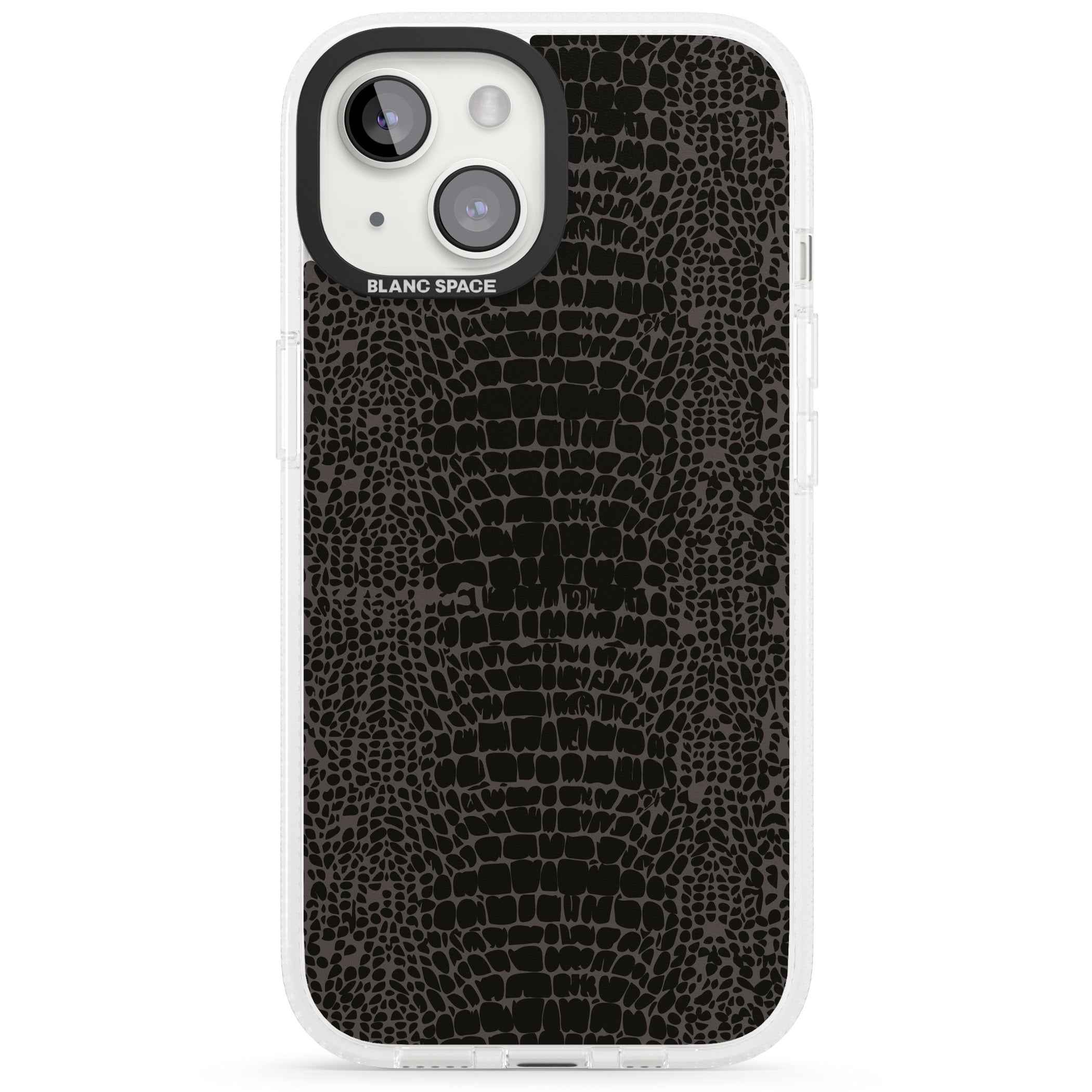 Dark Animal Print Pattern Snake Skin iPhone 15 / 14 / 13 Clear Case Impact Air - Blanc Space
