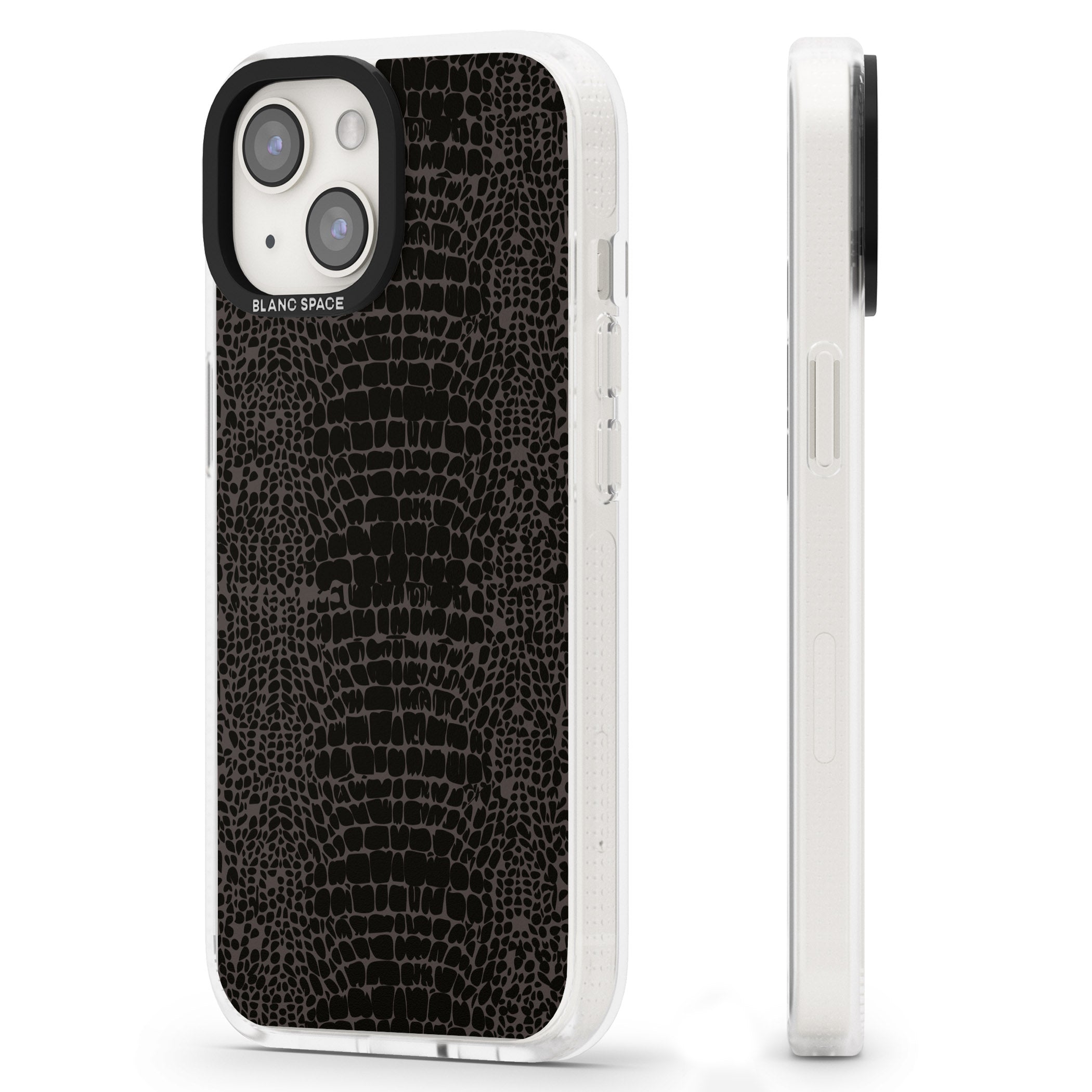 Dark Animal Print Pattern Snake Skin iPhone 15 / 14 / 13 Clear Case Impact Air - Blanc Space