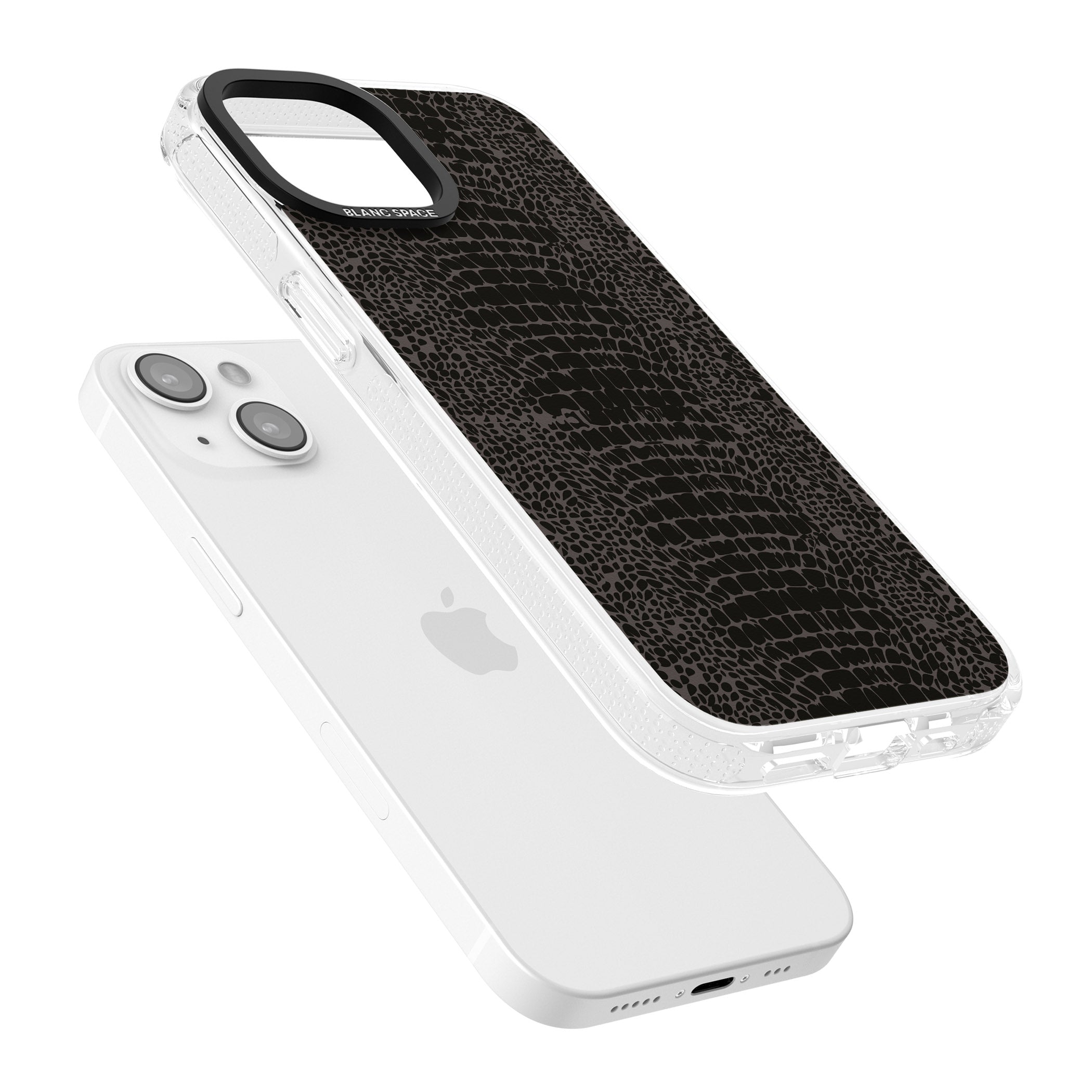 Dark Animal Print Pattern Snake Skin iPhone 15 / 14 / 13 Clear Case Impact Air - Blanc Space