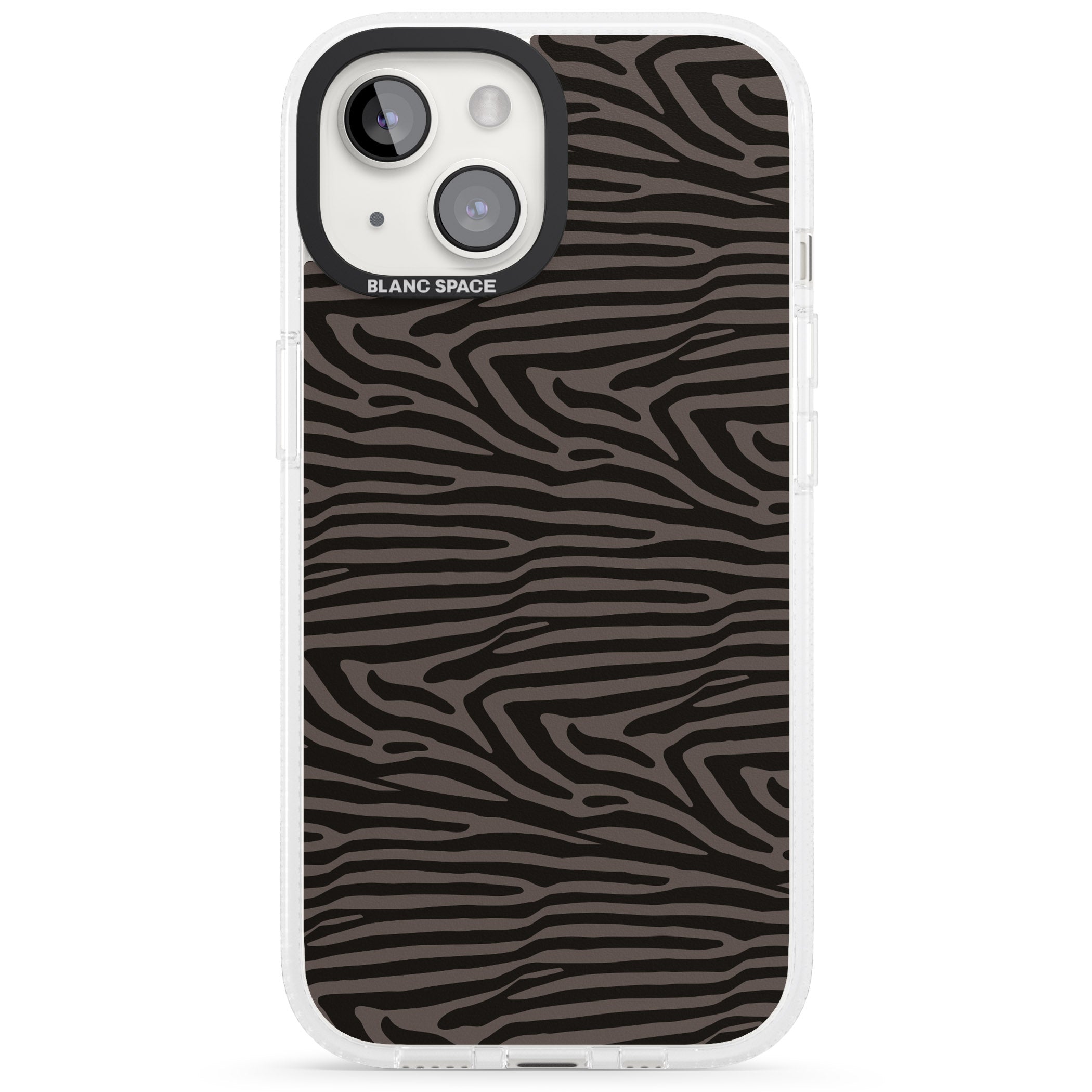 Dark Animal Print Pattern Zebra iPhone 15 / 14 / 13 Clear Case Impact Air - Blanc Space