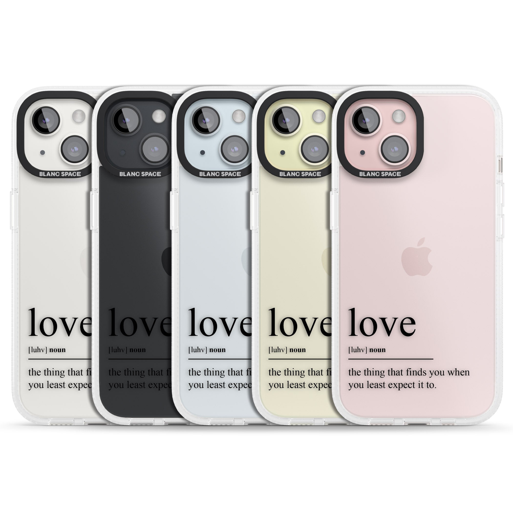 Love iPhone 15 / 14 / 13 Clear Case Impact Air - Blanc Space