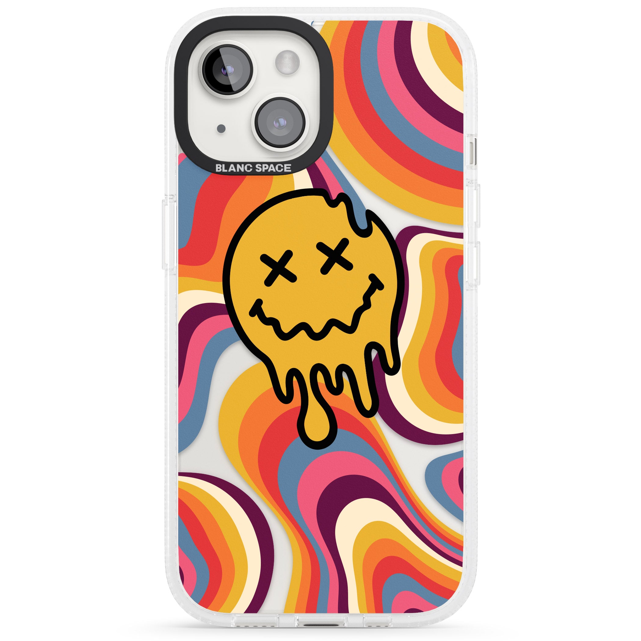 Trippy Face Melt iPhone 15 / 14 / 13 Clear Case Impact Air - Blanc Space