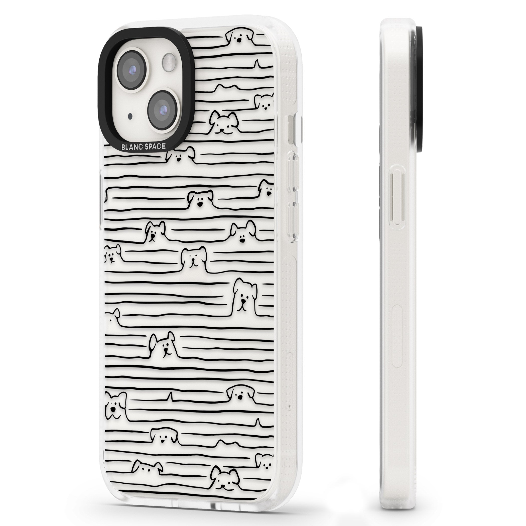 Dog Line Art - Black iPhone 15 / 14 / 13 Clear Case Impact Air - Blanc Space