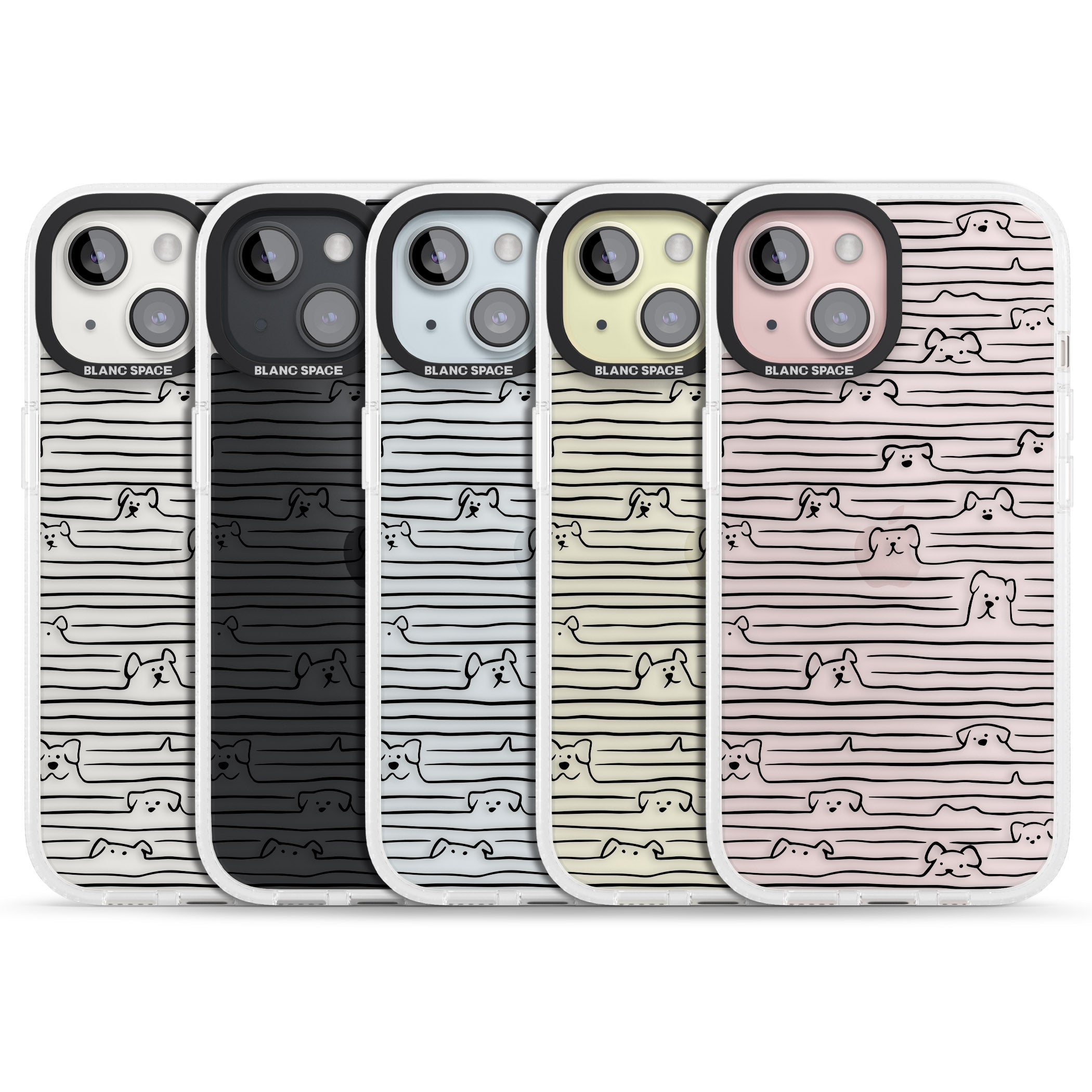 Dog Line Art - Black iPhone 15 / 14 / 13 Clear Case Impact Air - Blanc Space