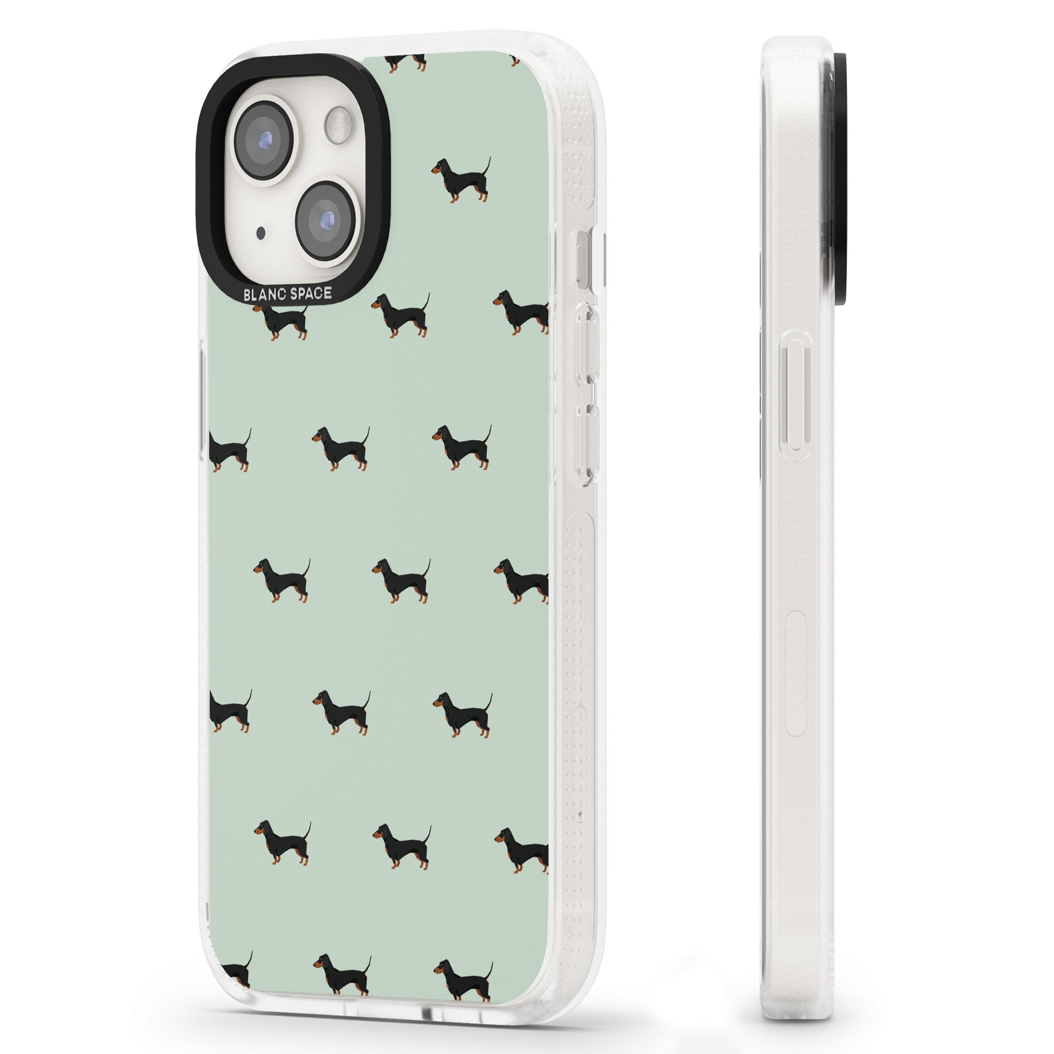 Dachshund Dog Pattern iPhone 15 / 14 / 13 Clear Case Impact Air - Blanc Space