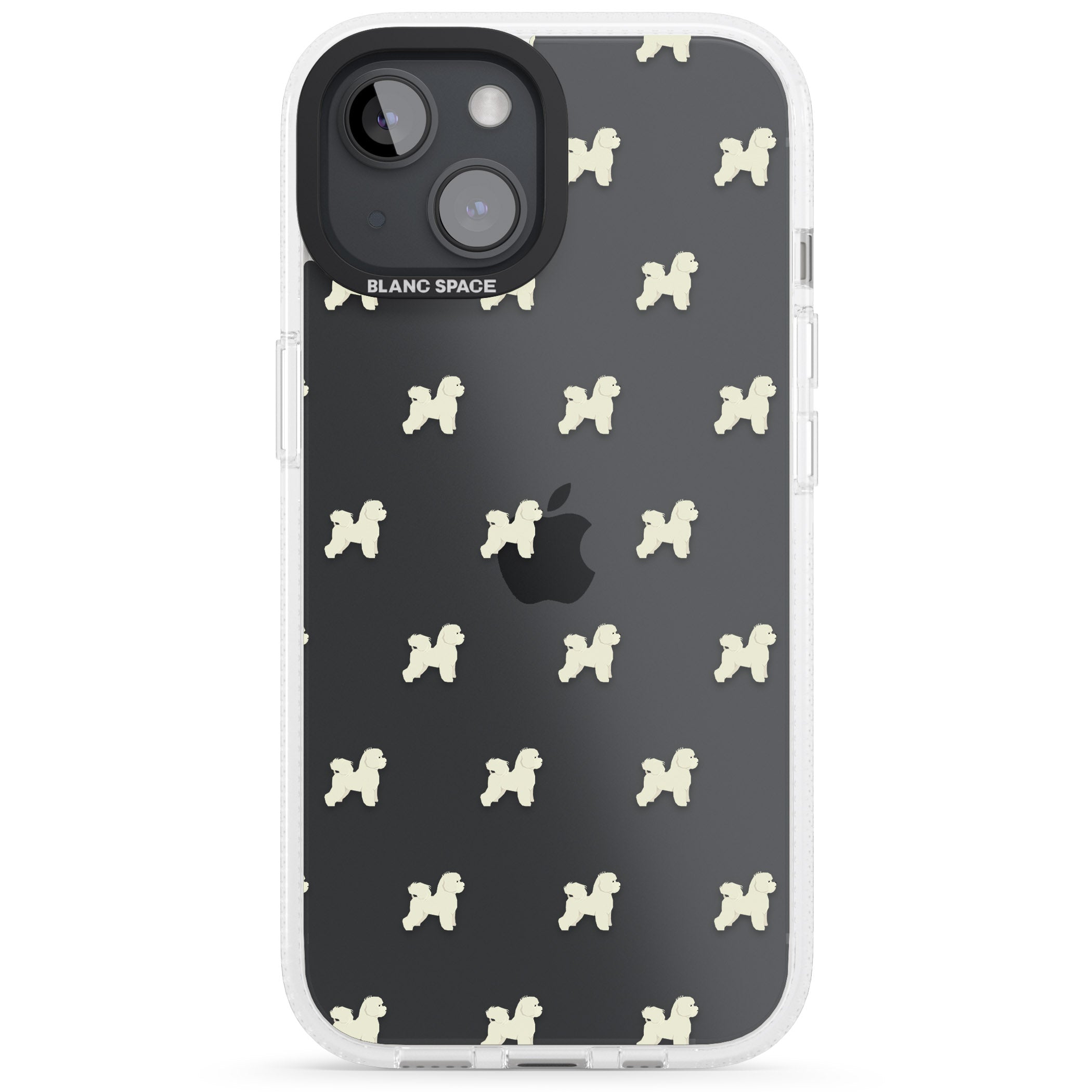 Bichon Frise Dog Pattern Clear iPhone 15 / 14 / 13 Clear Case Impact Air - Blanc Space