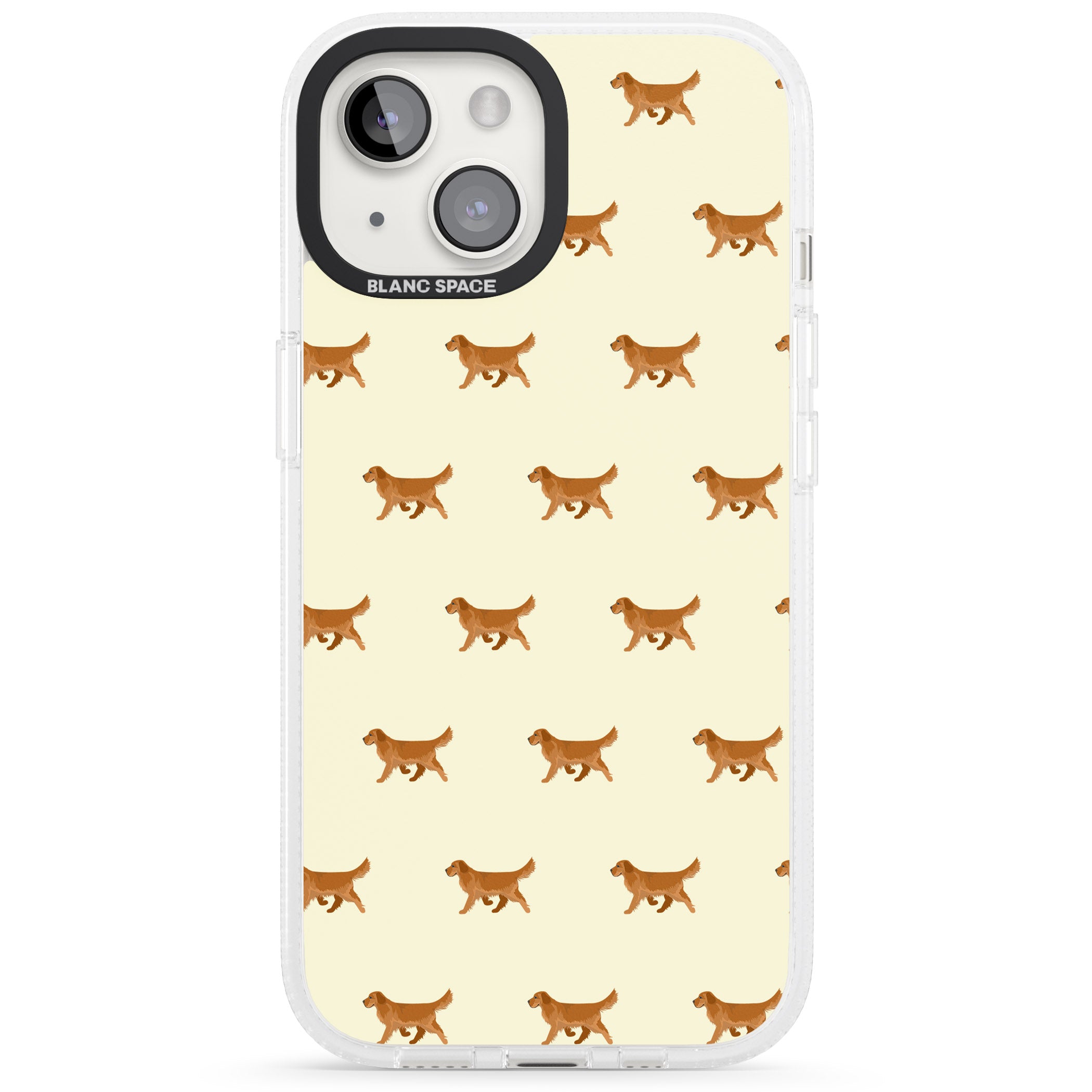 Golden Retriever Dog Pattern iPhone 15 / 14 / 13 Clear Case Impact Air - Blanc Space