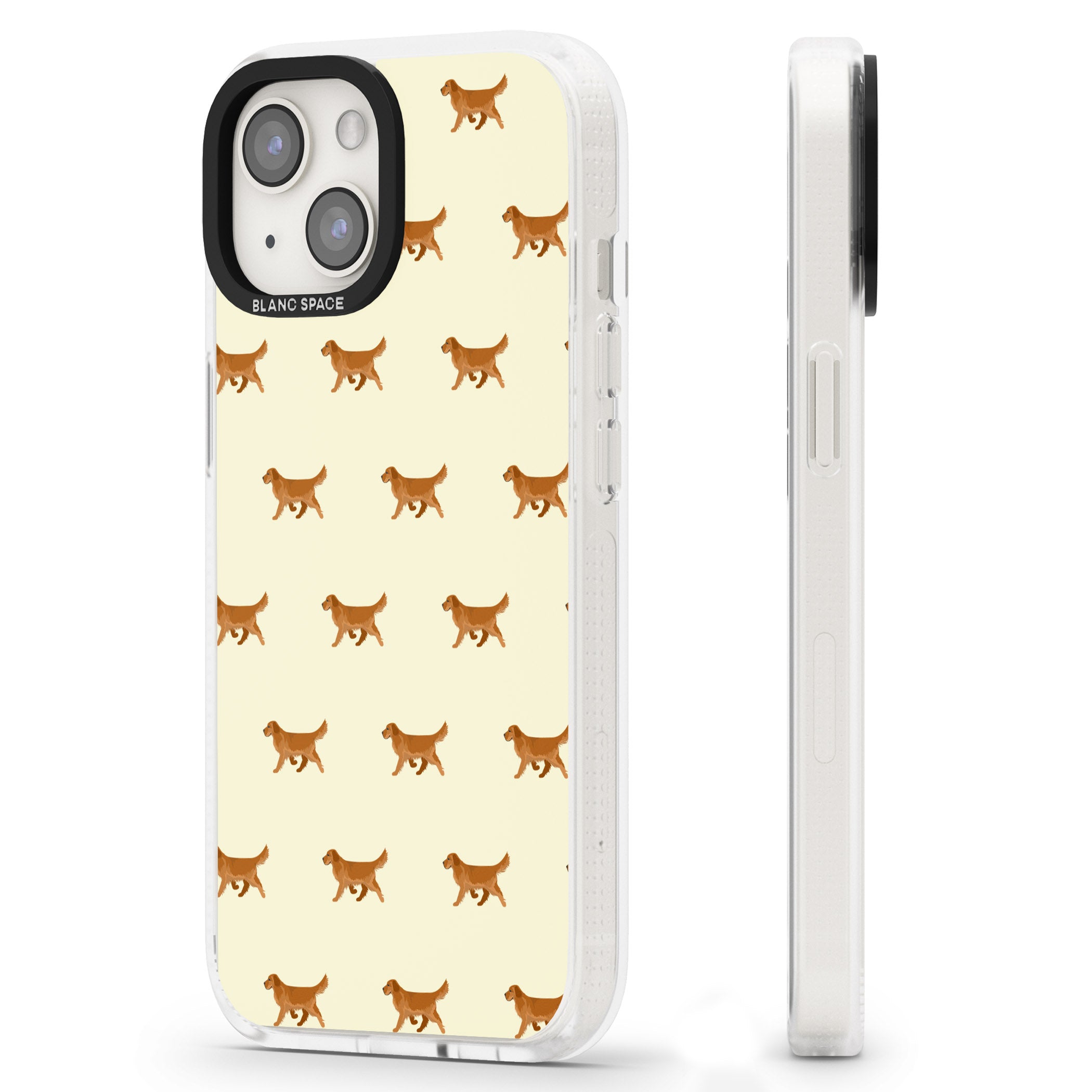 Golden Retriever Dog Pattern iPhone 15 / 14 / 13 Clear Case Impact Air - Blanc Space