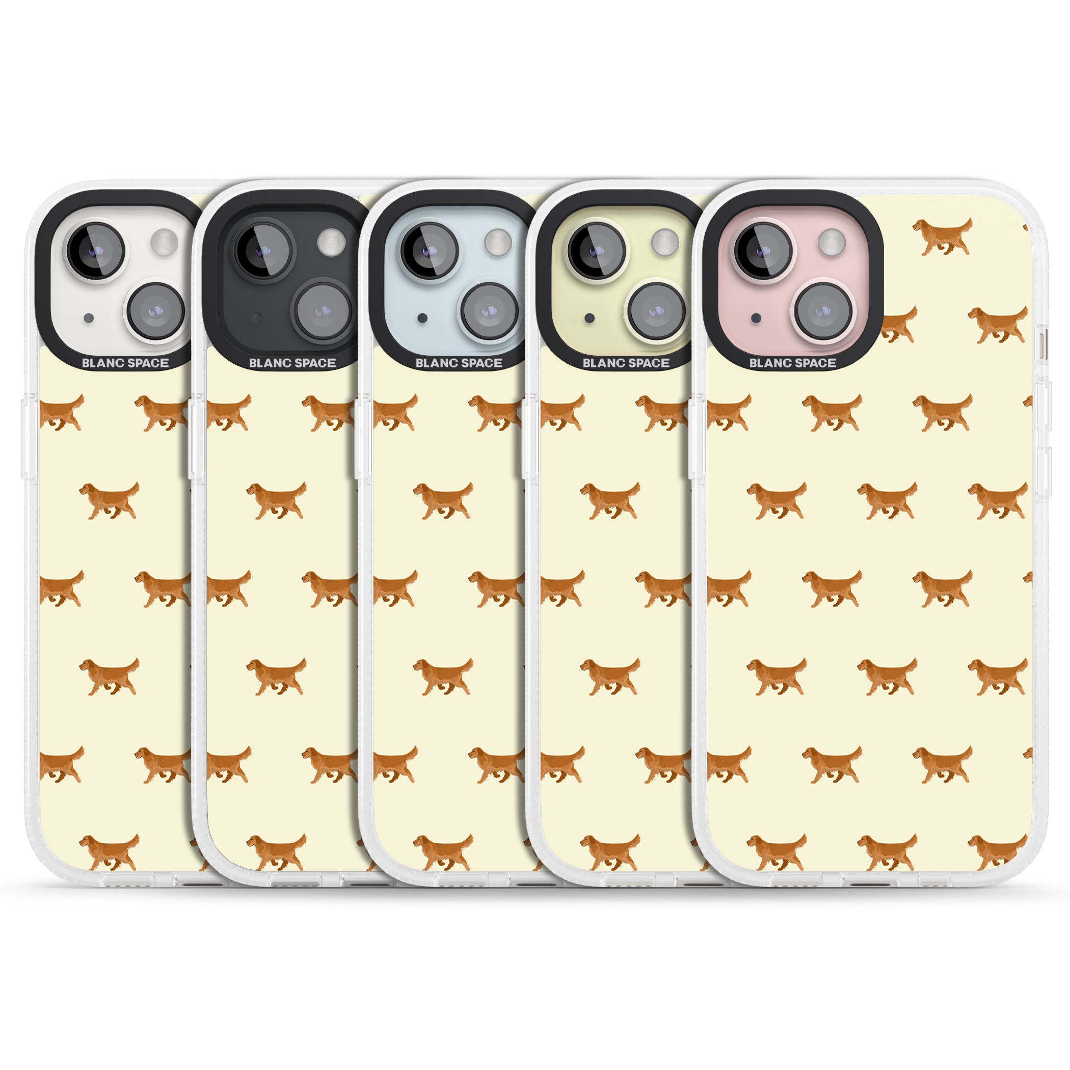 Golden Retriever Dog Pattern iPhone 15 / 14 / 13 Clear Case Impact Air - Blanc Space