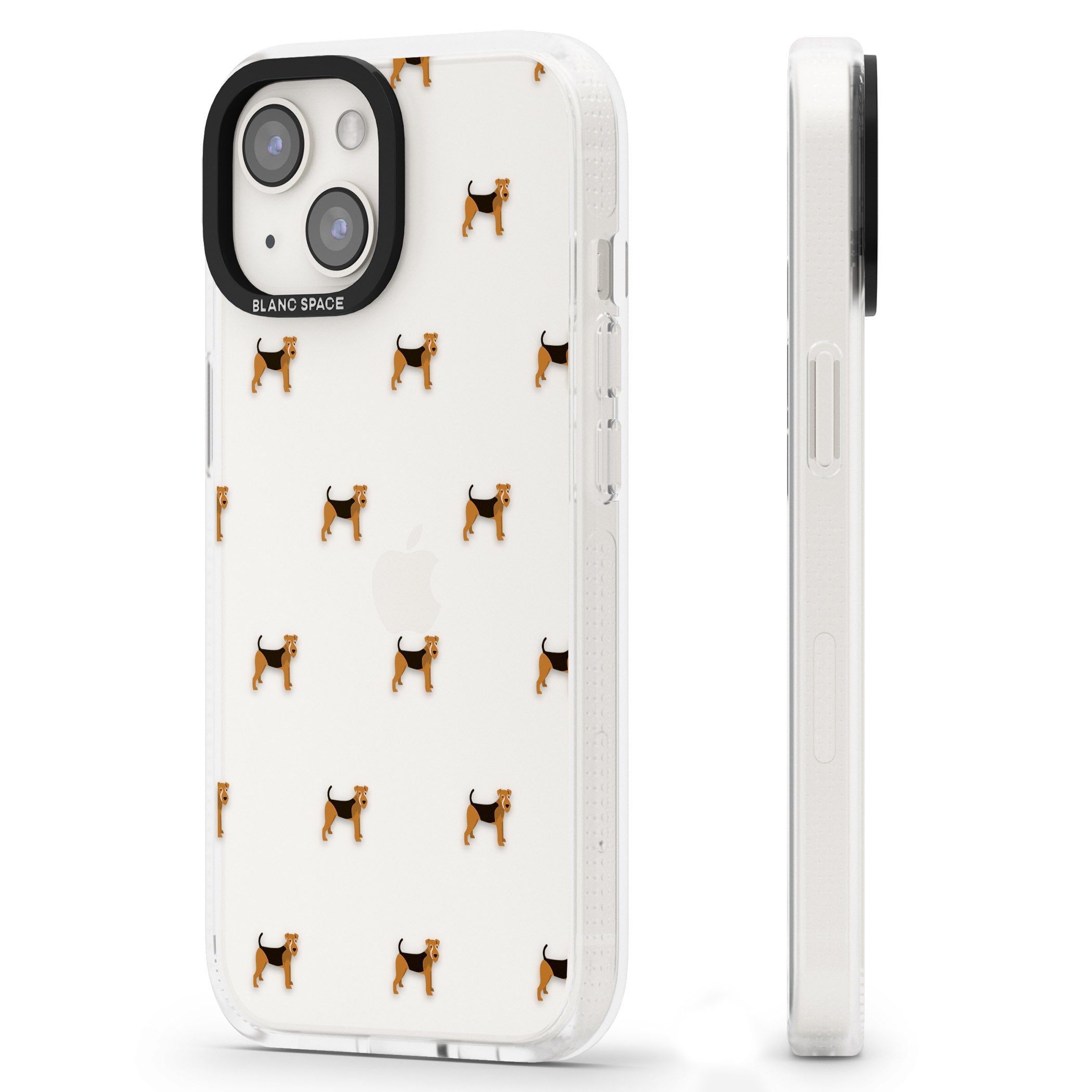 Airedale Terrier Dog Pattern Clear iPhone 15 / 14 / 13 Clear Case Impact Air - Blanc Space