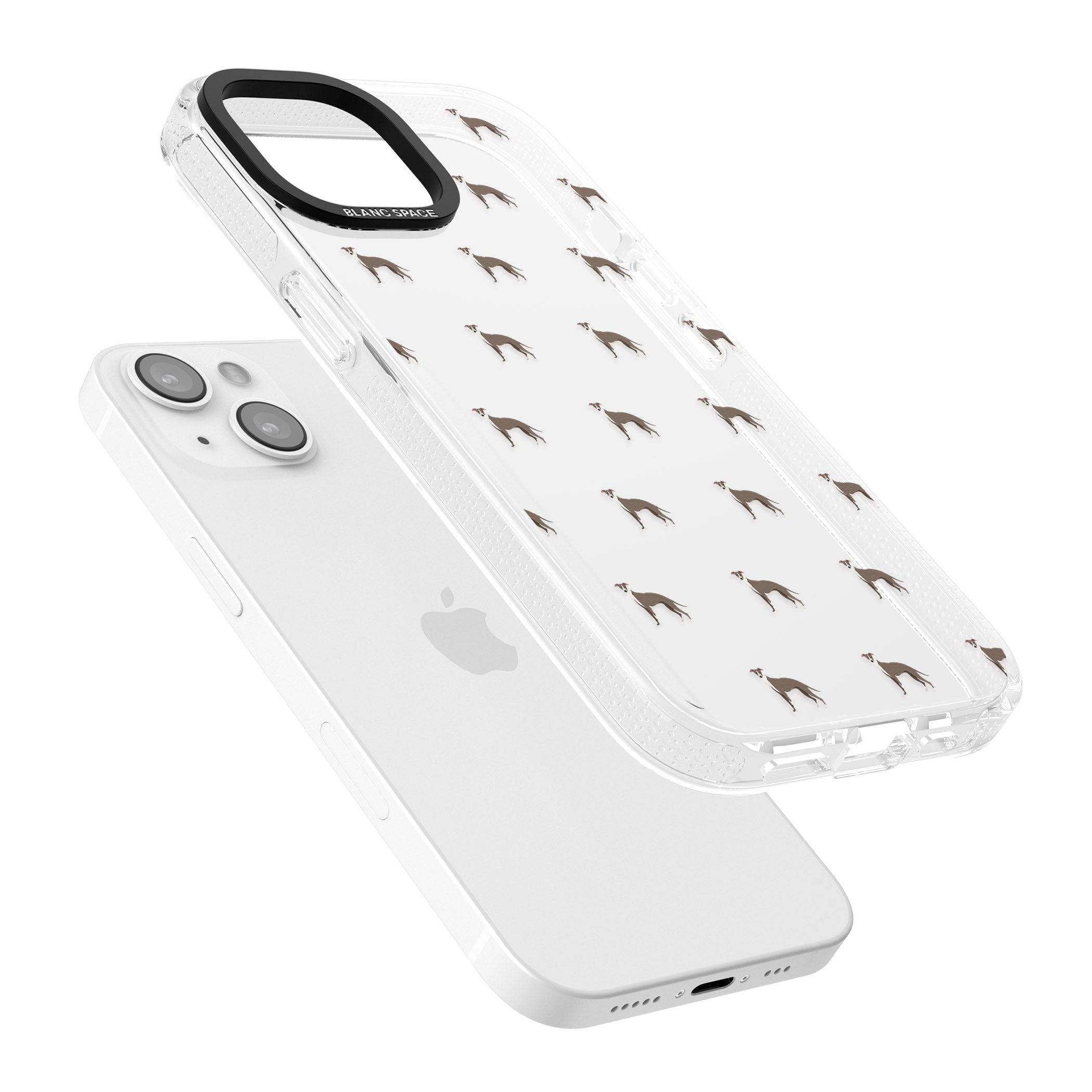 Whippet/Italian Greyhound Dog Pattern Clear iPhone 15 / 14 / 13 Clear Case Impact Air - Blanc Space