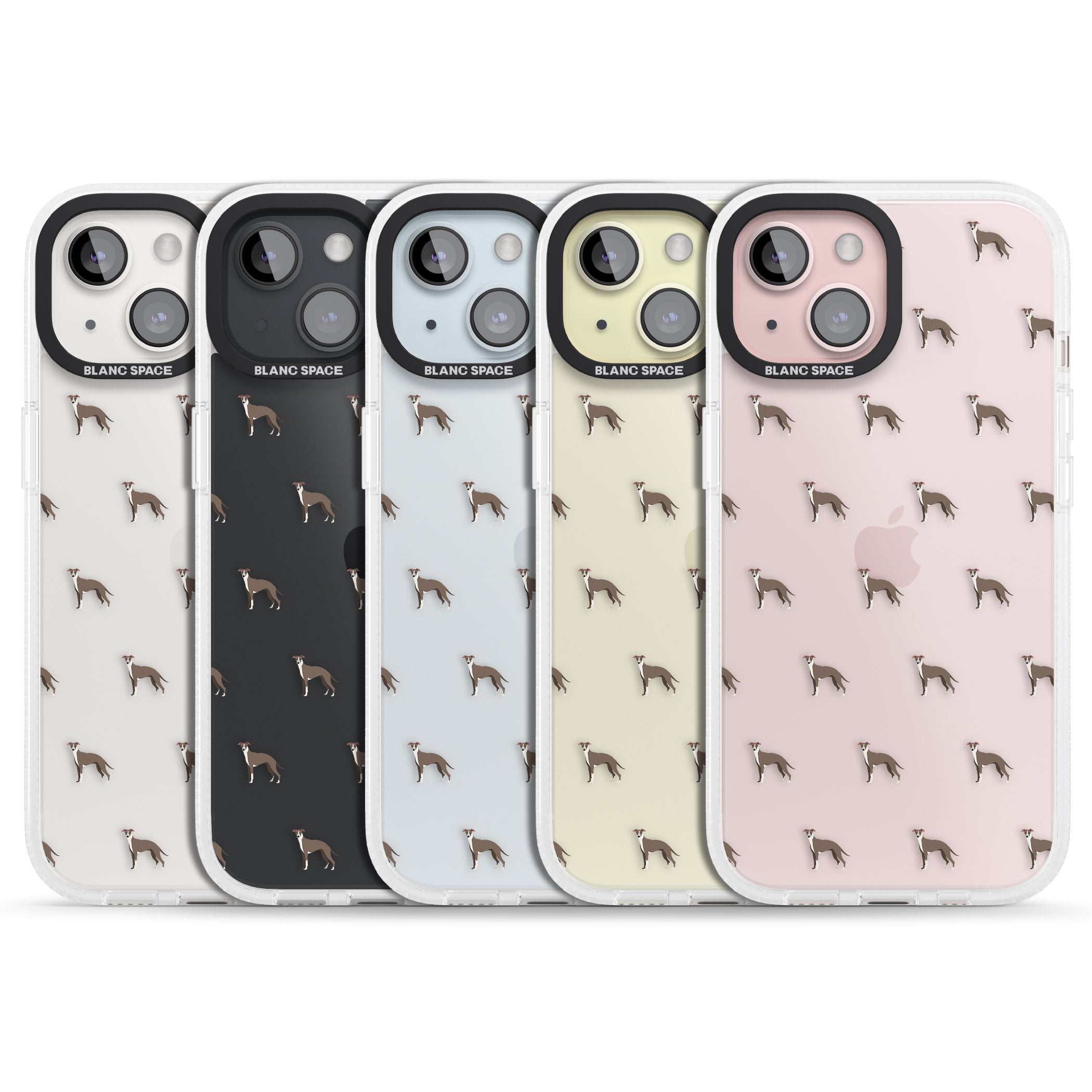 Whippet/Italian Greyhound Dog Pattern Clear iPhone 15 / 14 / 13 Clear Case Impact Air - Blanc Space