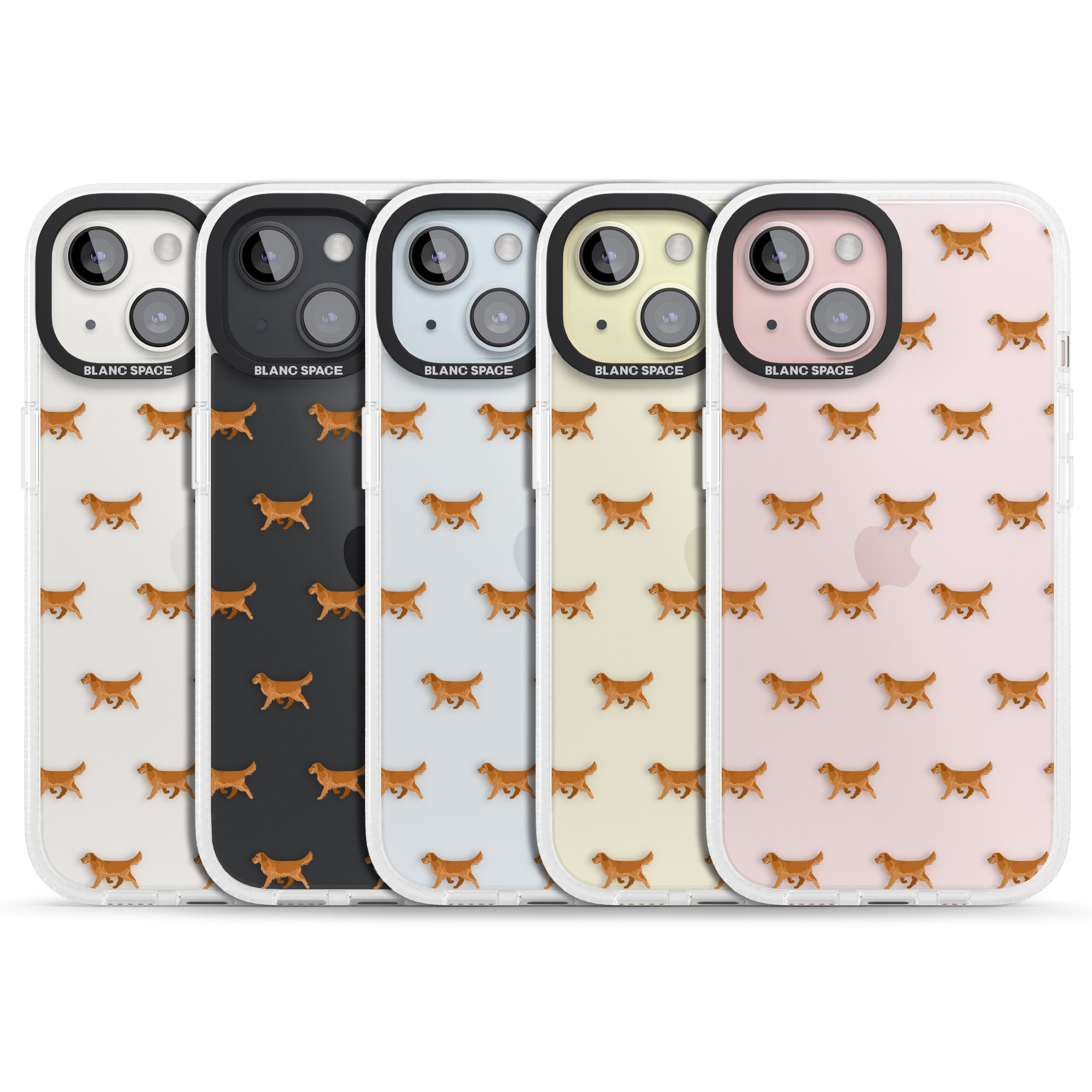 Golden Retriever Dog Pattern Clear iPhone 15 / 14 / 13 Clear Case Impact Air - Blanc Space