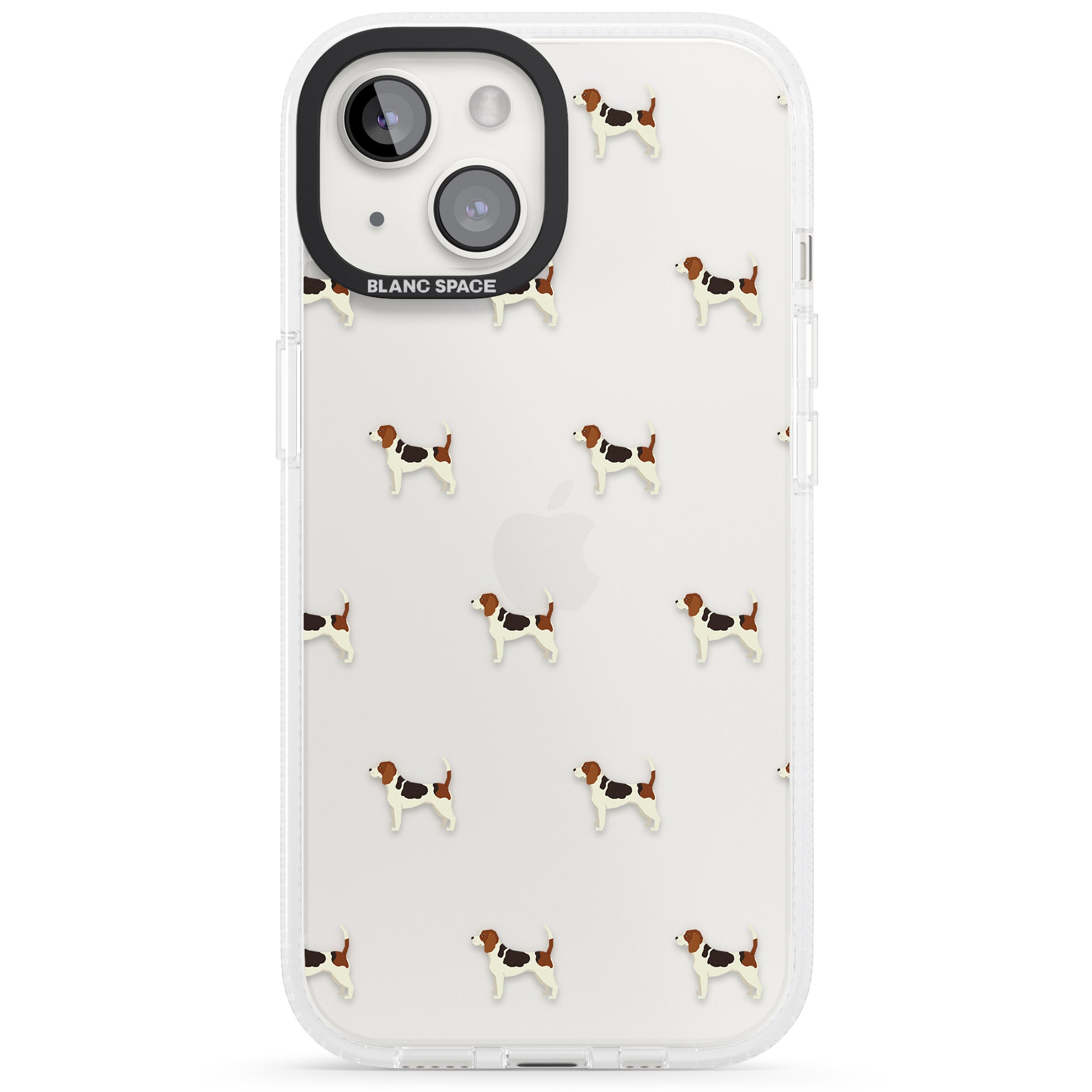 Beagle Dog Pattern Clear iPhone 15 / 14 / 13 Clear Case Impact Air - Blanc Space
