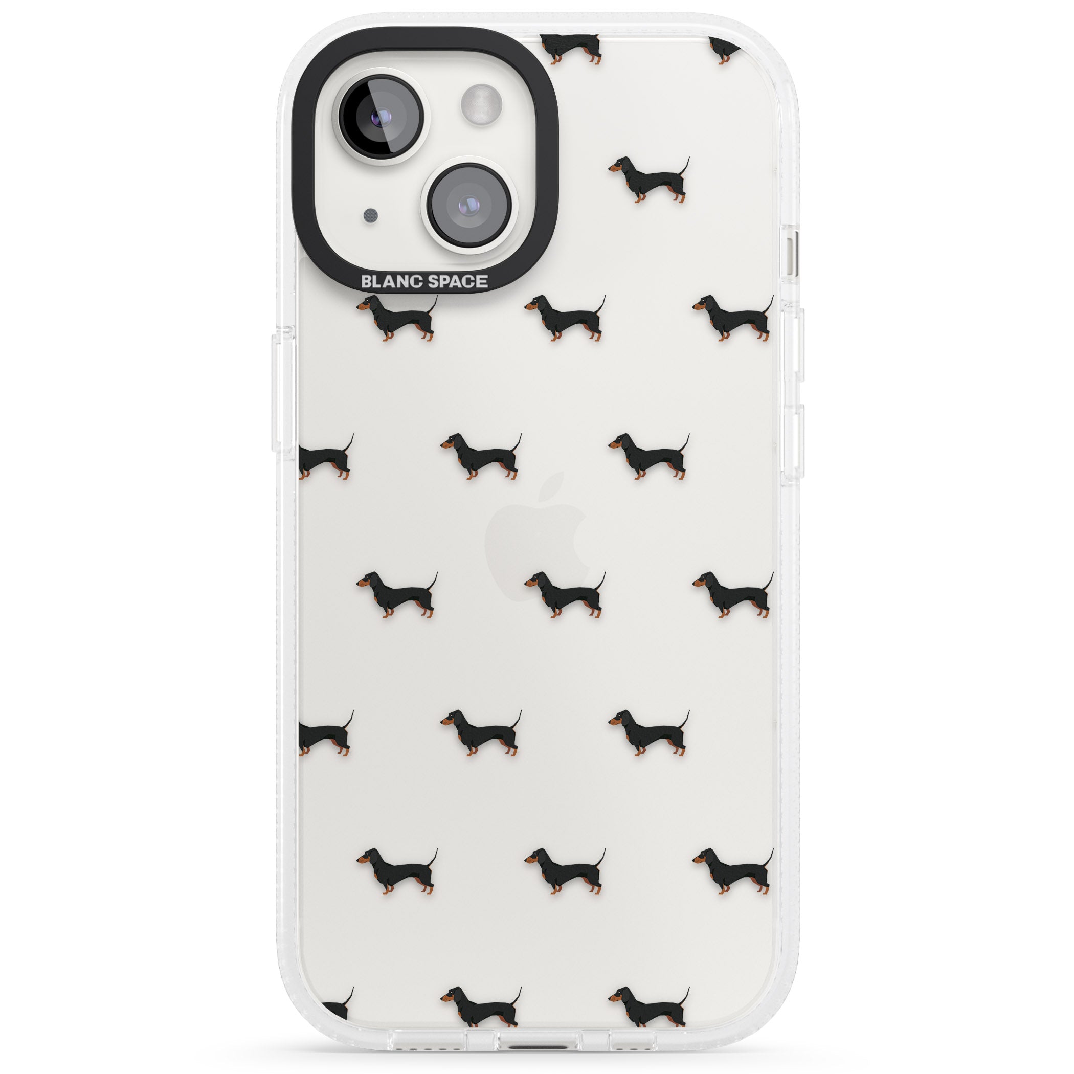 Dachshund Dog Pattern Clear iPhone 15 / 14 / 13 Clear Case Impact Air - Blanc Space