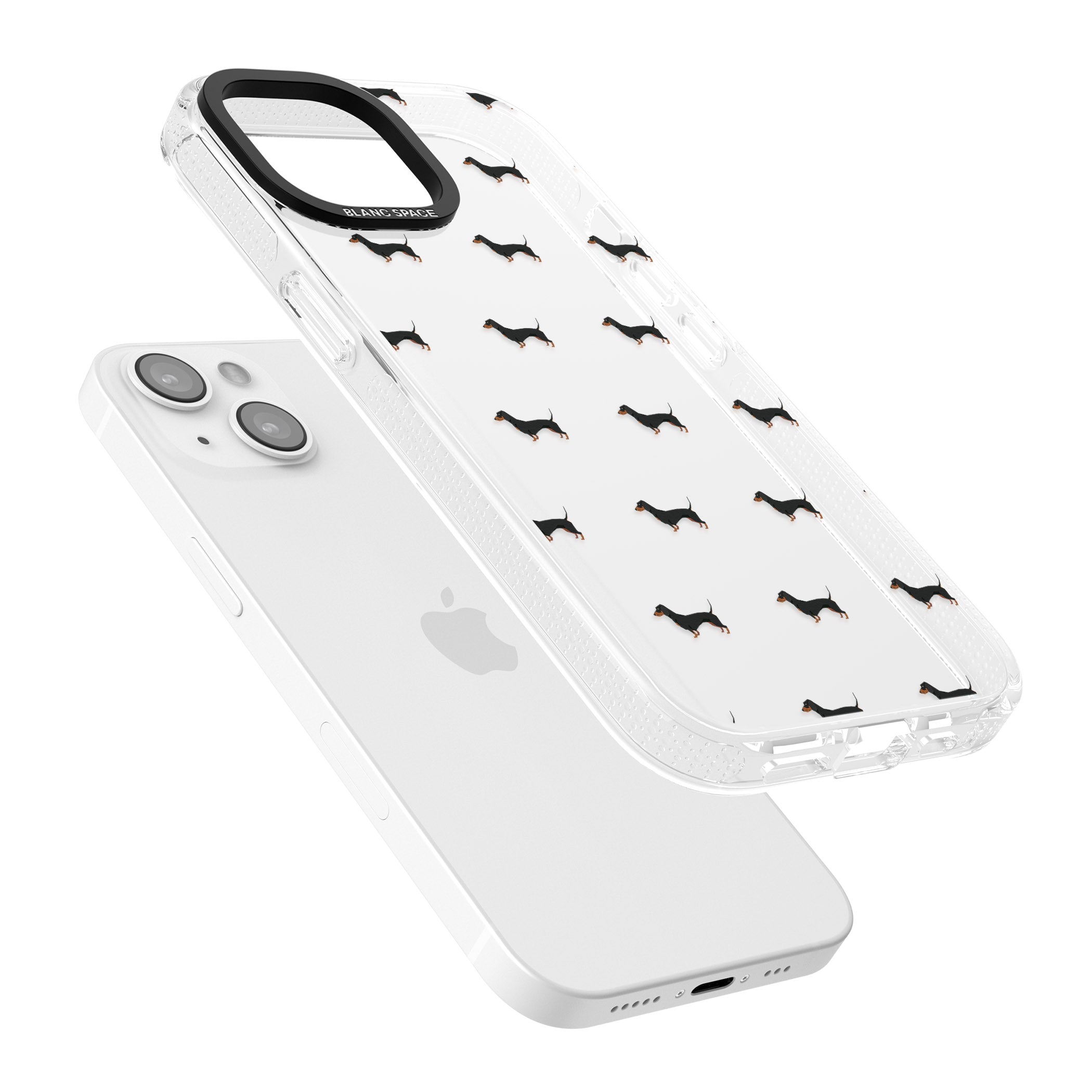 Dachshund Dog Pattern Clear iPhone 15 / 14 / 13 Clear Case Impact Air - Blanc Space