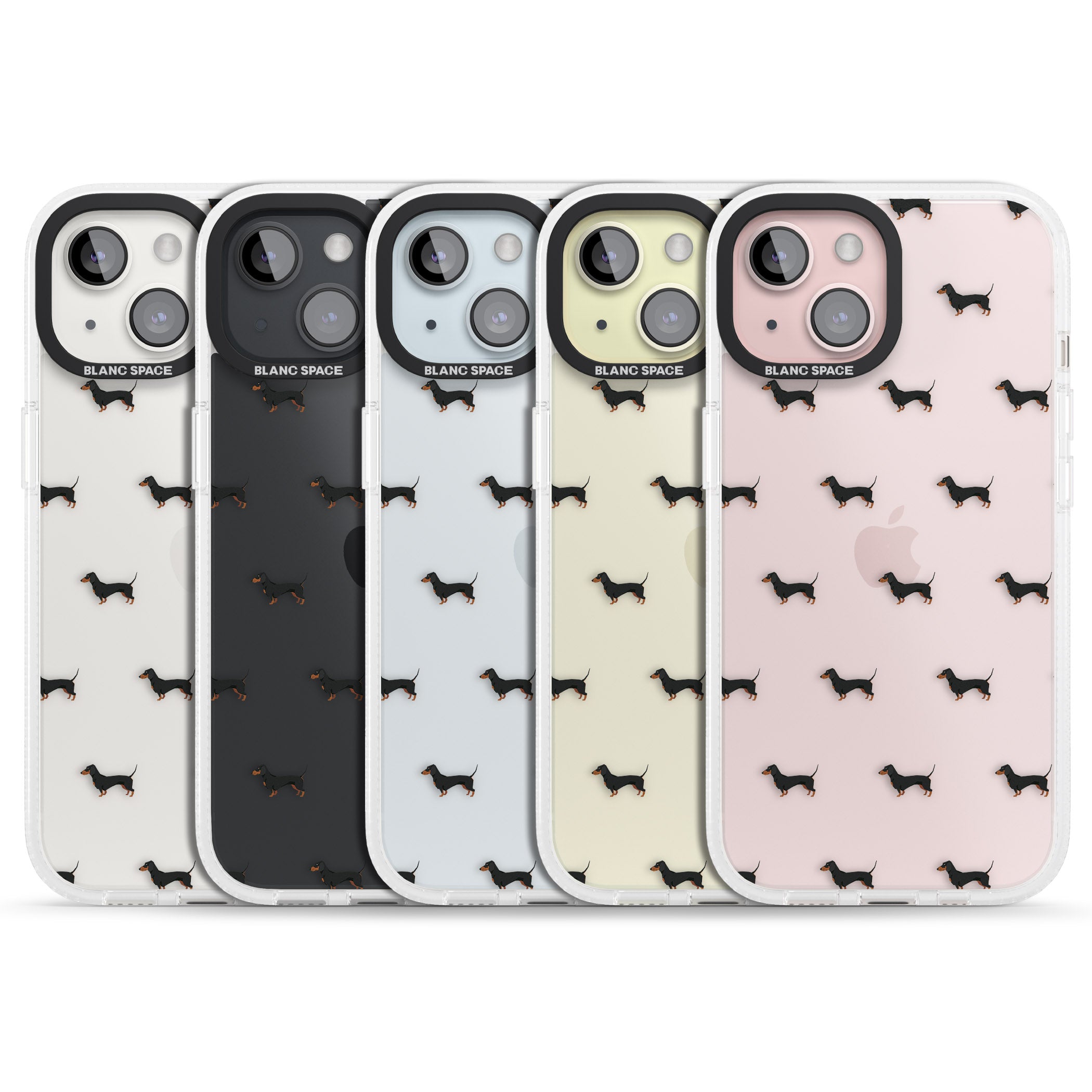 Dachshund Dog Pattern Clear iPhone 15 / 14 / 13 Clear Case Impact Air - Blanc Space