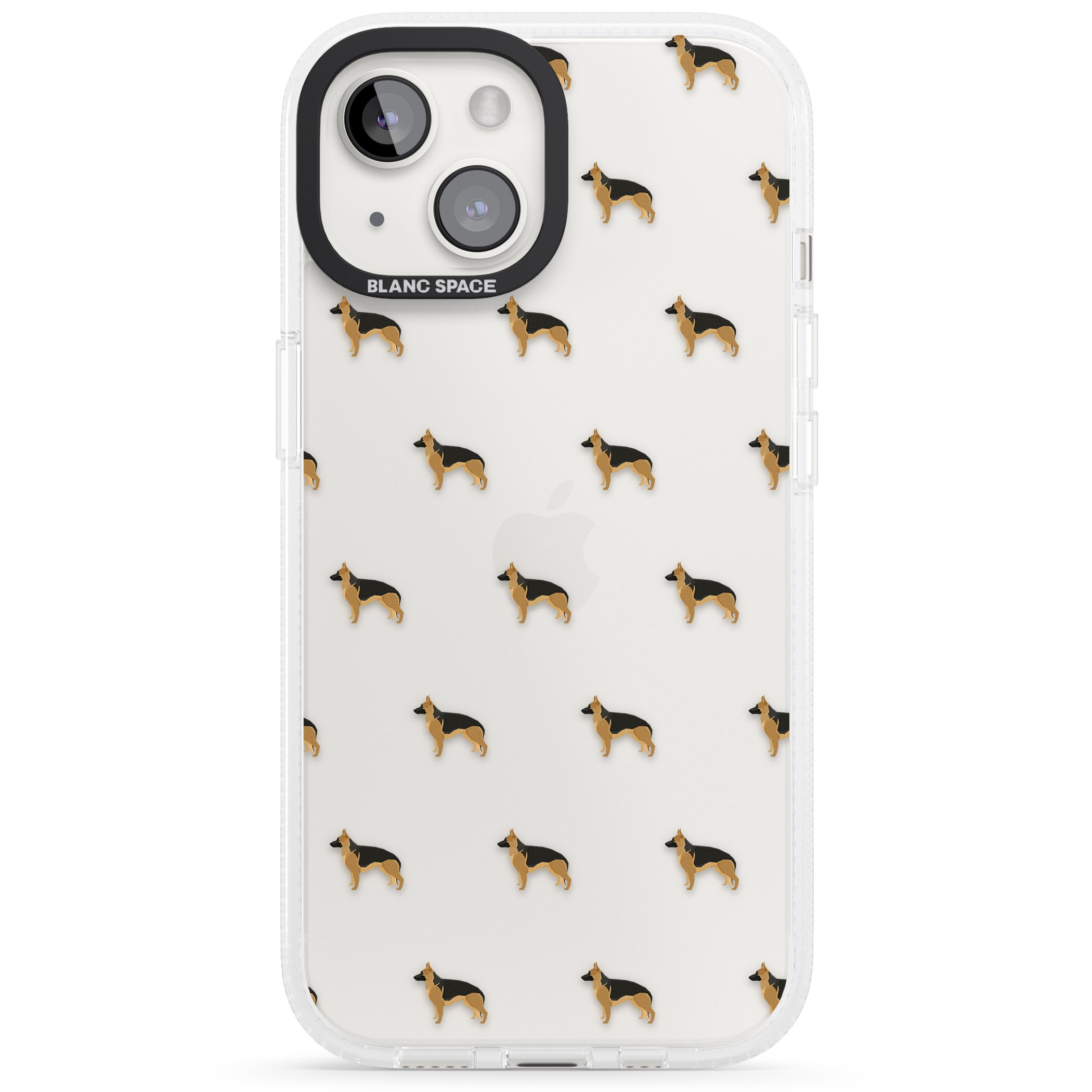 German Sherpard Dog Pattern Clear iPhone 15 / 14 / 13 Clear Case Impact Air - Blanc Space