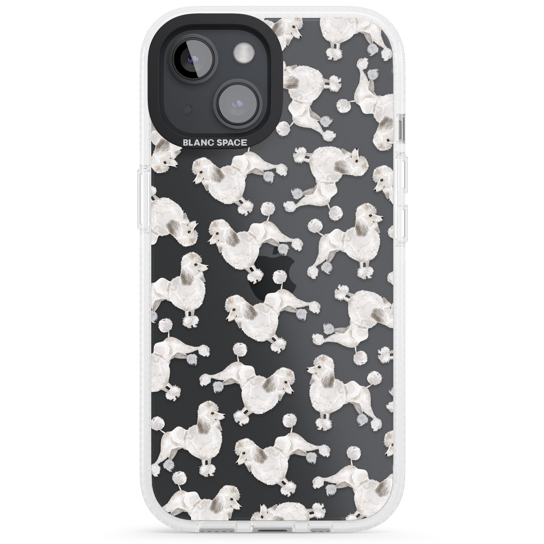 Poodle (White) Watercolour Dog Pattern iPhone 15 / 14 / 13 Clear Case Impact Air - Blanc Space