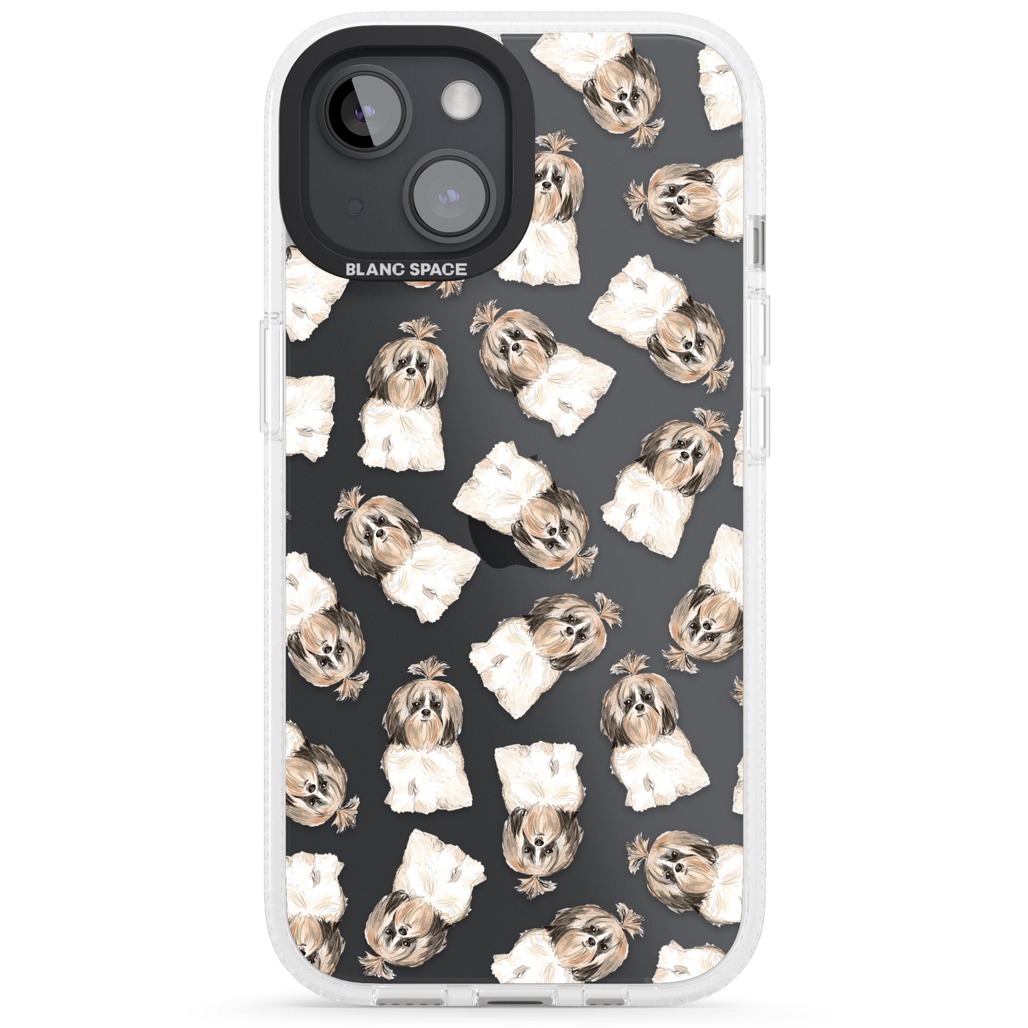 Shih tzu (Long Hair) Watercolour Dog Pattern iPhone 15 / 14 / 13 Clear Case Impact Air - Blanc Space