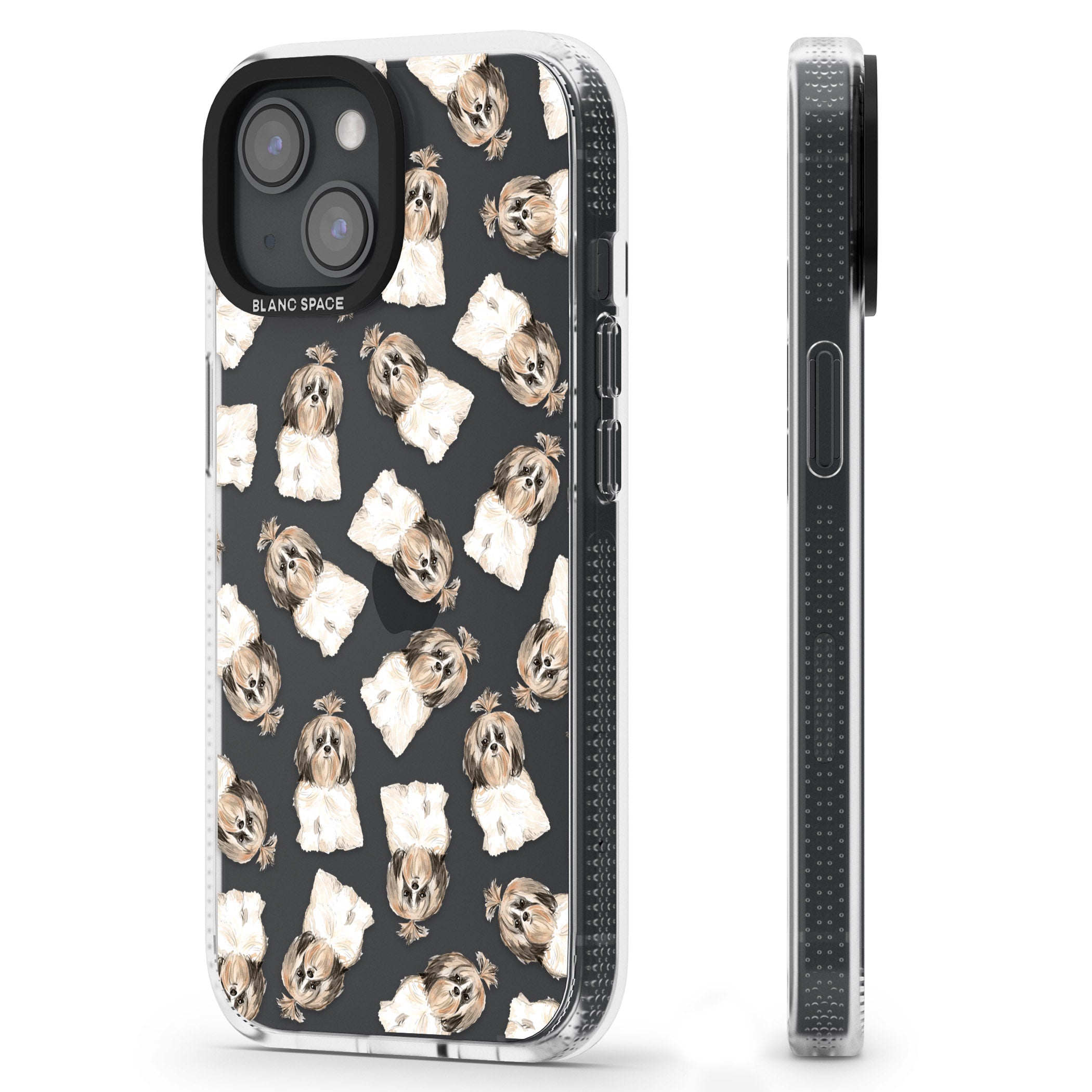 Shih tzu (Long Hair) Watercolour Dog Pattern iPhone 15 / 14 / 13 Clear Case Impact Air - Blanc Space