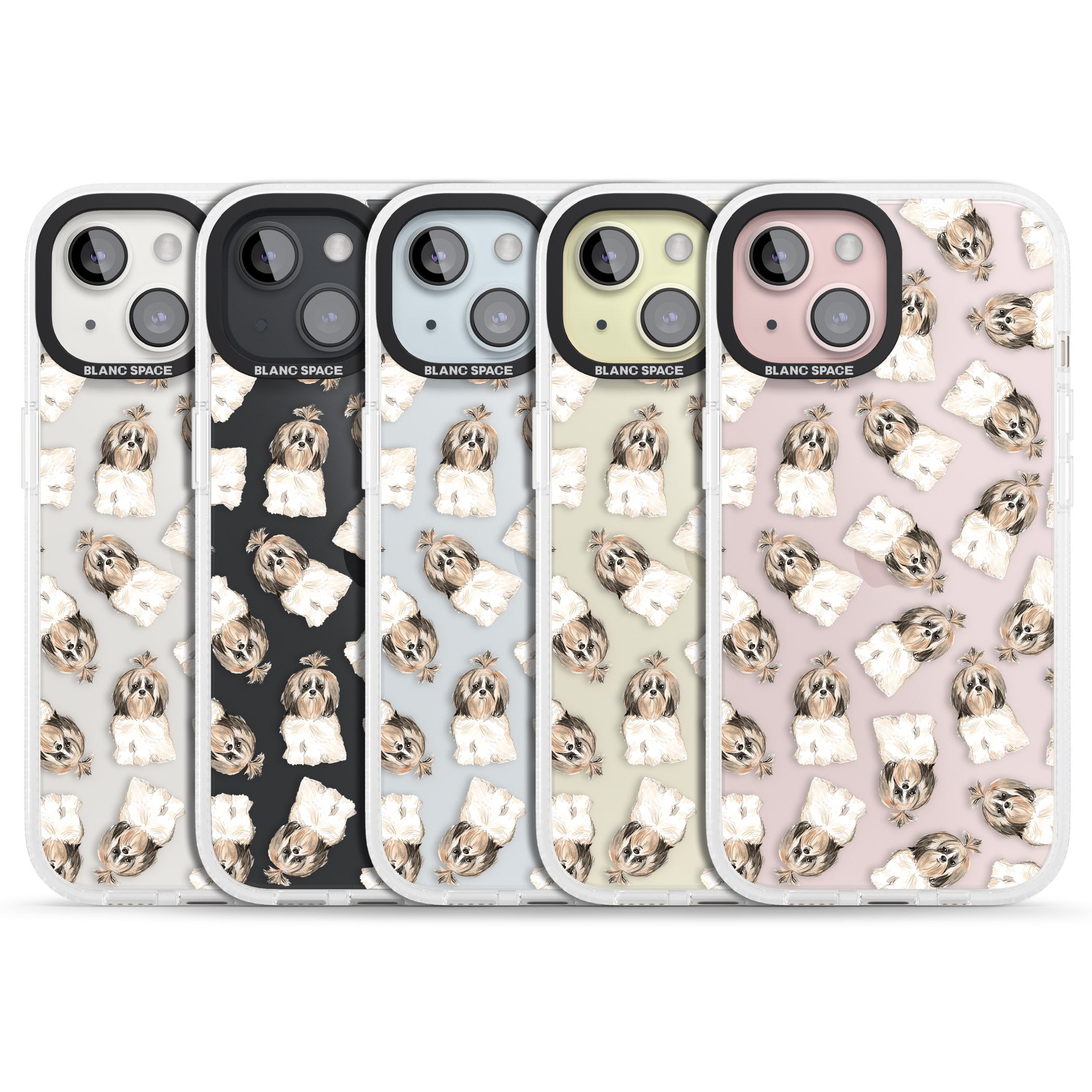 Shih tzu (Long Hair) Watercolour Dog Pattern iPhone 15 / 14 / 13 Clear Case Impact Air - Blanc Space