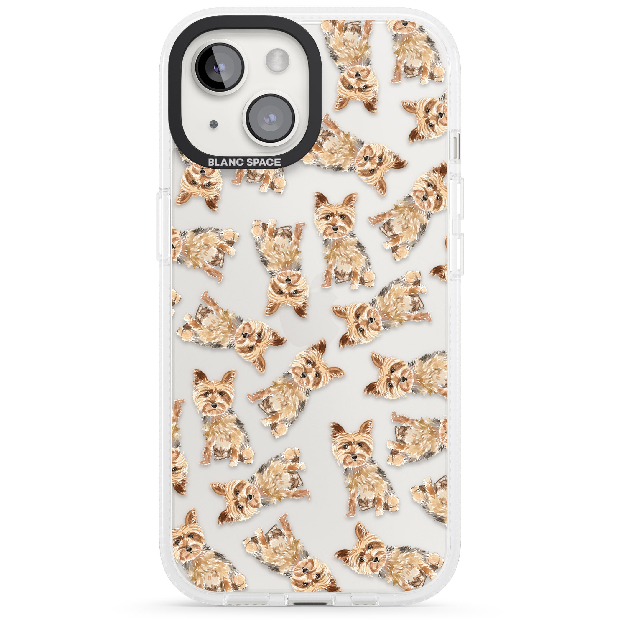 Yorkshire Terrier Watercolour Dog Pattern iPhone 15 / 14 / 13 Clear Case Impact Air - Blanc Space