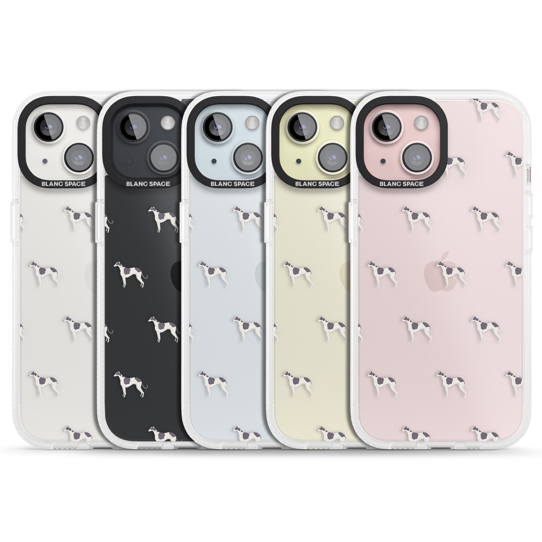 Greyhound Dog Pattern Clear iPhone 15 / 14 / 13 Clear Case Impact Air - Blanc Space