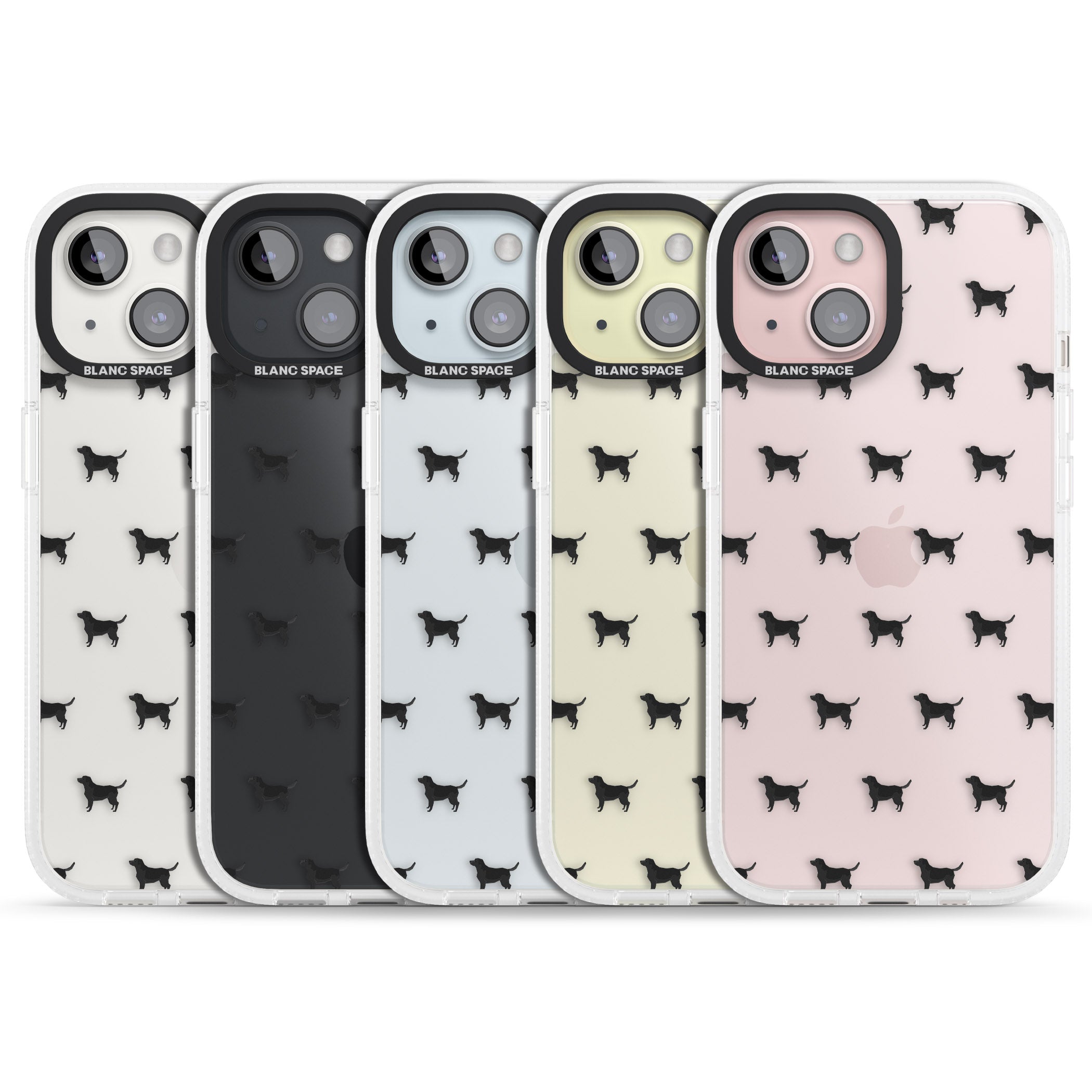 Black Labrador Dog Pattern Clear iPhone 15 / 14 / 13 Clear Case Impact Air - Blanc Space