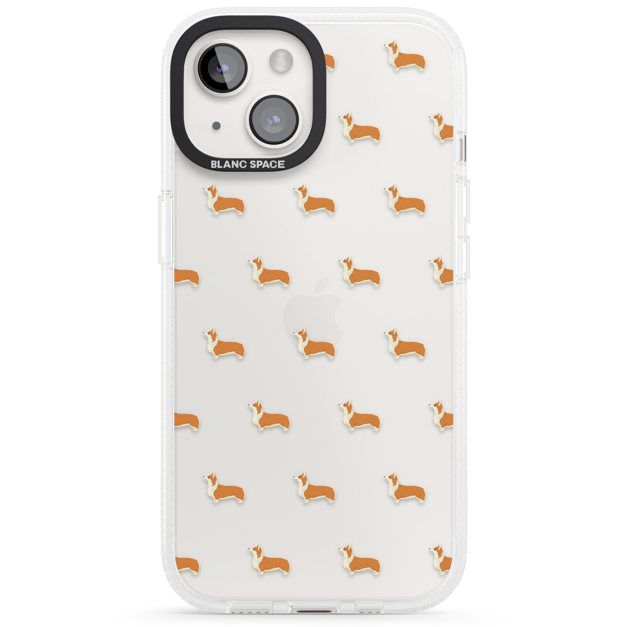Pembroke Welsh Corgi Dog Pattern Clear iPhone 15 / 14 / 13 Clear Case Impact Air - Blanc Space