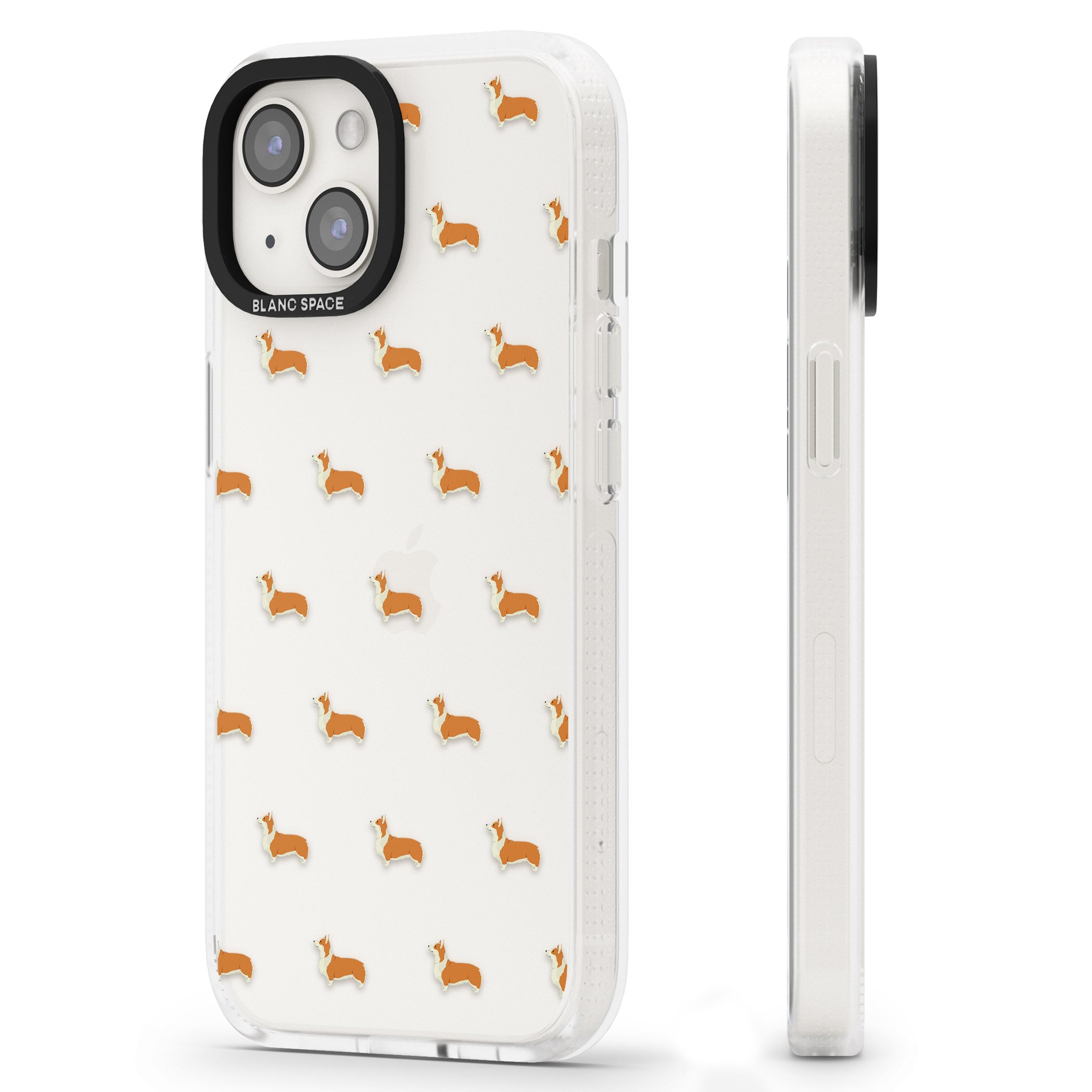 Pembroke Welsh Corgi Dog Pattern Clear iPhone 15 / 14 / 13 Clear Case Impact Air - Blanc Space