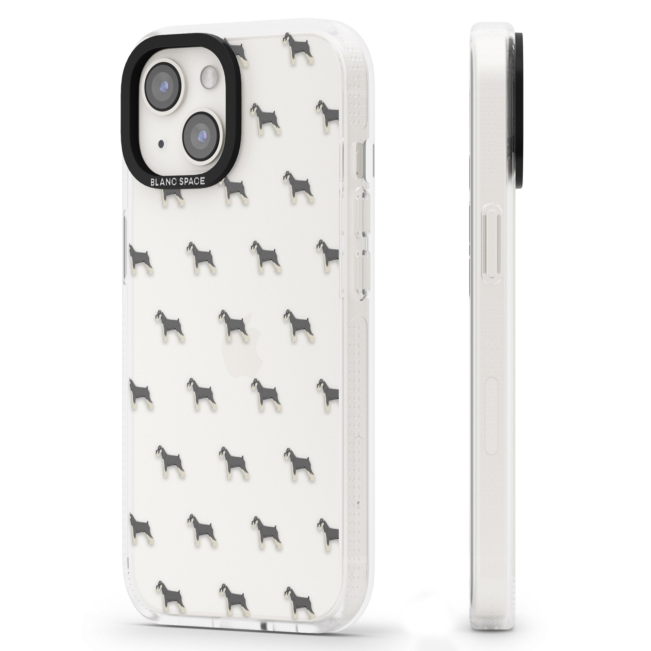 Schnauzer Dog Pattern Clear iPhone 15 / 14 / 13 Clear Case Impact Air - Blanc Space