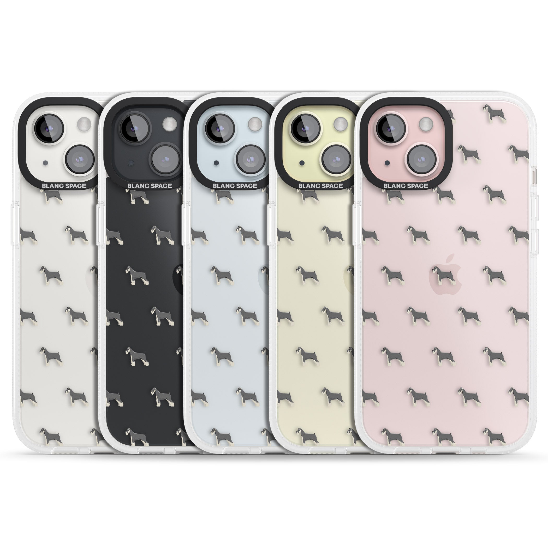 Schnauzer Dog Pattern Clear iPhone 15 / 14 / 13 Clear Case Impact Air - Blanc Space