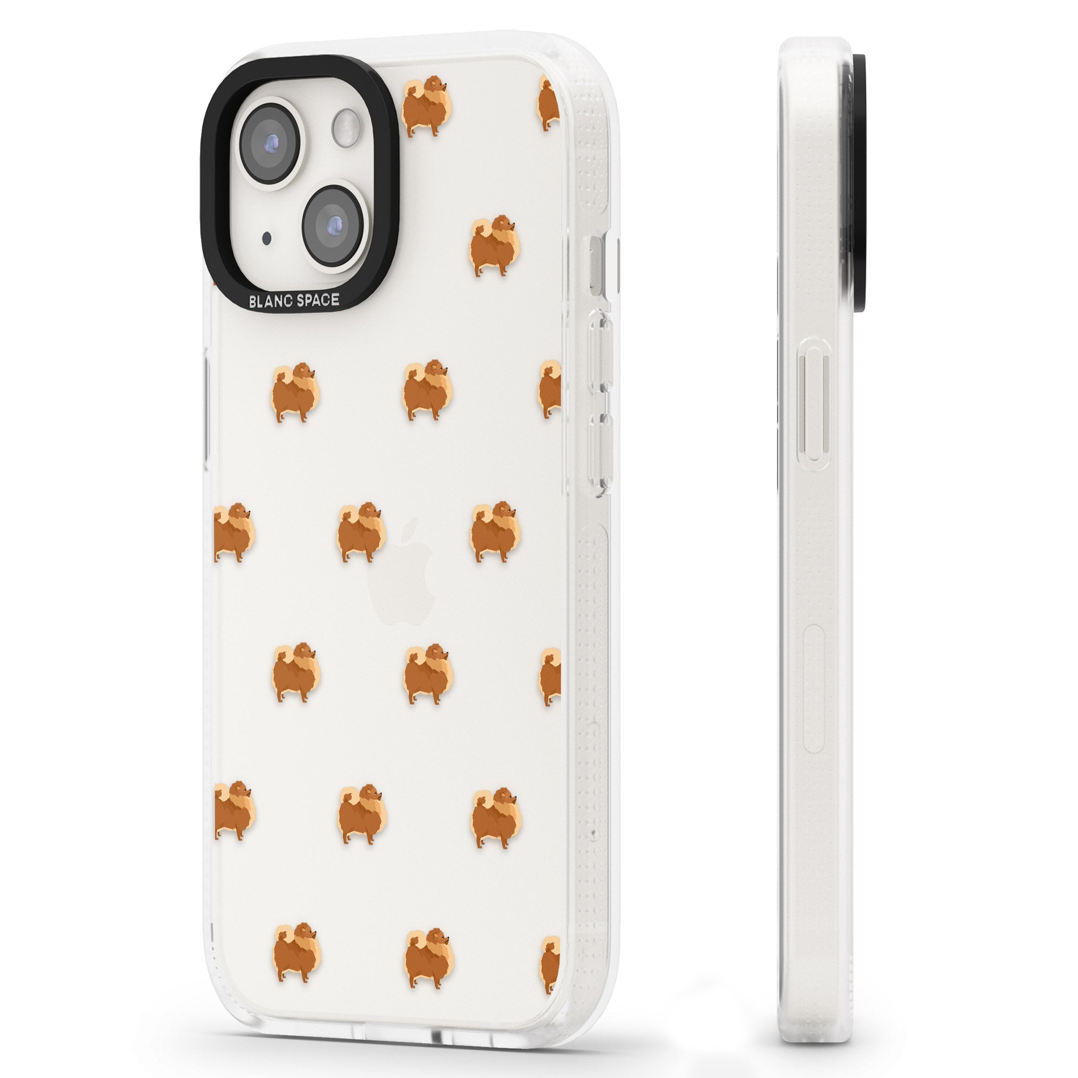 Pomeranian Dog Pattern Clear iPhone 15 / 14 / 13 Clear Case Impact Air - Blanc Space