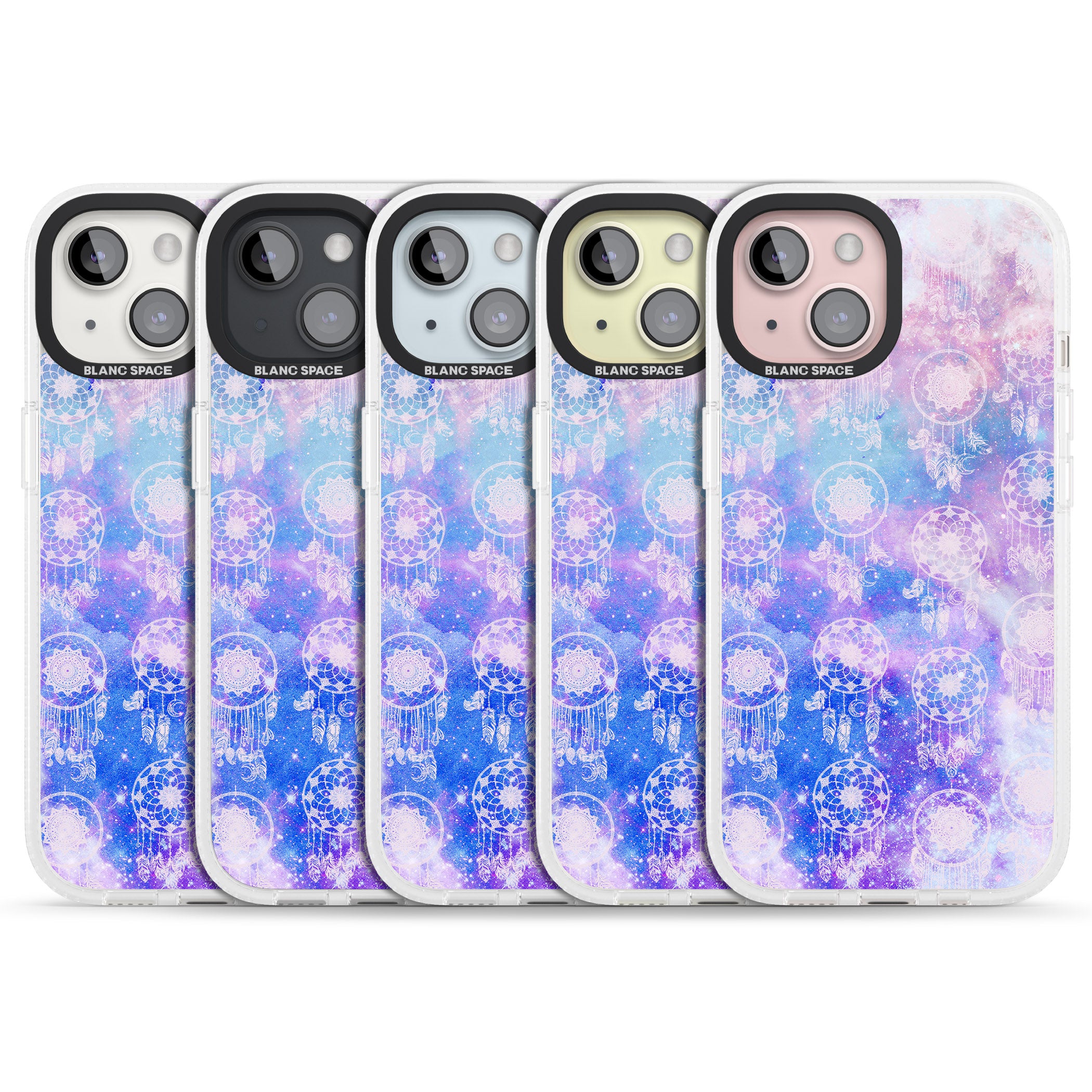 Dreamcatcher Pattern Galaxy Print Tie Dye iPhone 15 / 14 / 13 Clear Case Impact Air - Blanc Space