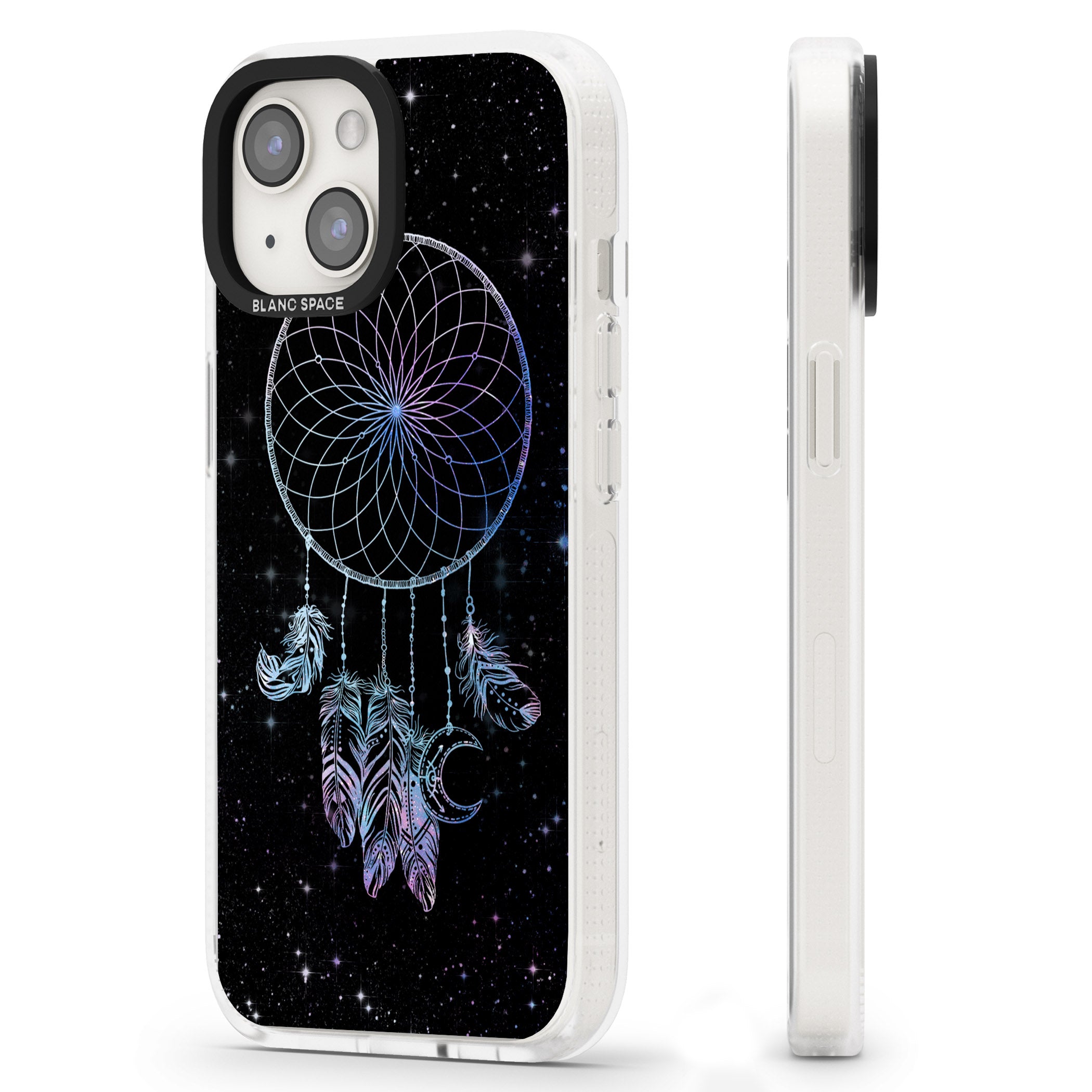 Dreamcatcher Space Stars Galaxy Print iPhone 15 / 14 / 13 Clear Case Impact Air - Blanc Space