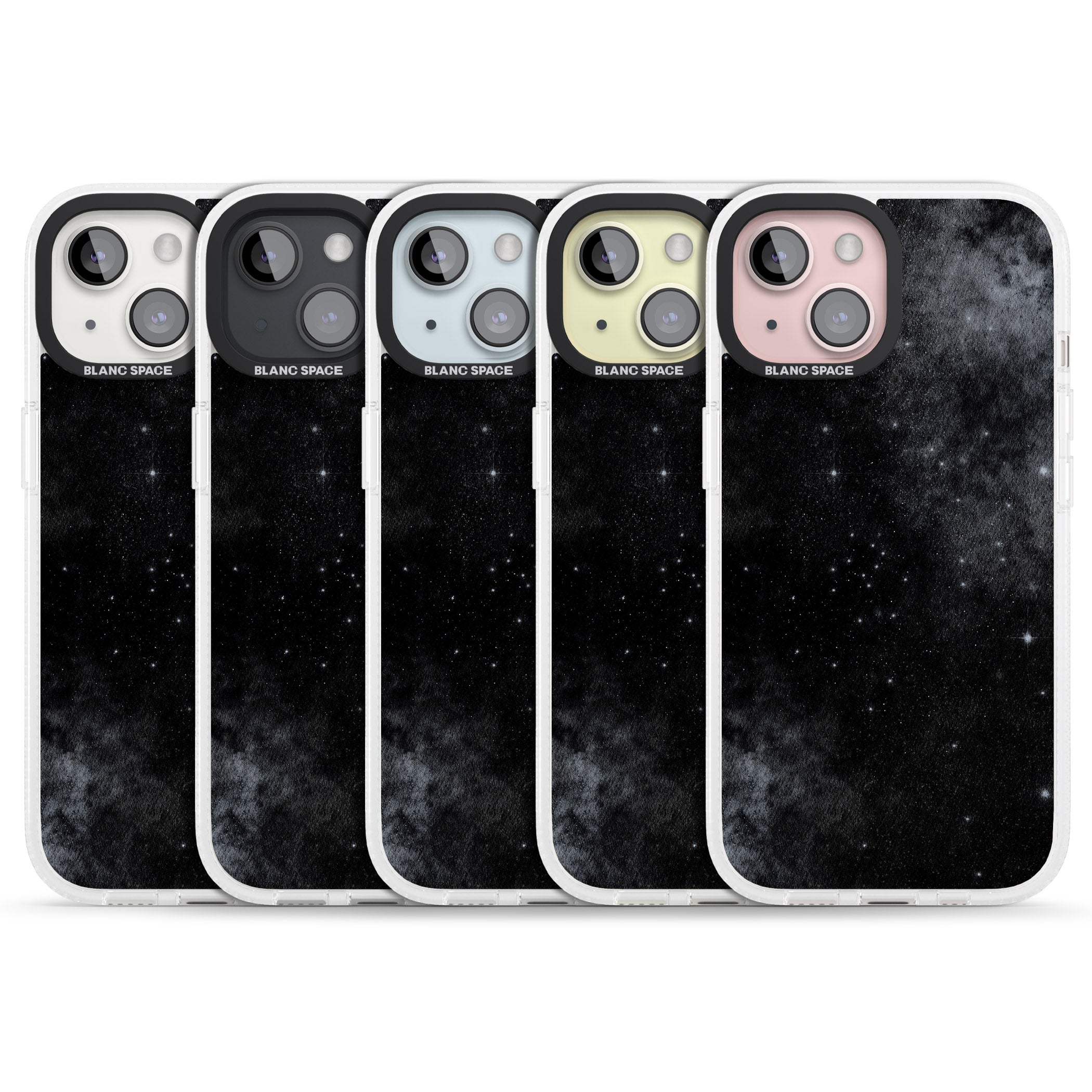Night Sky Galaxies: Shimmering Stars iPhone 15 / 14 / 13 Clear Case Impact Air - Blanc Space