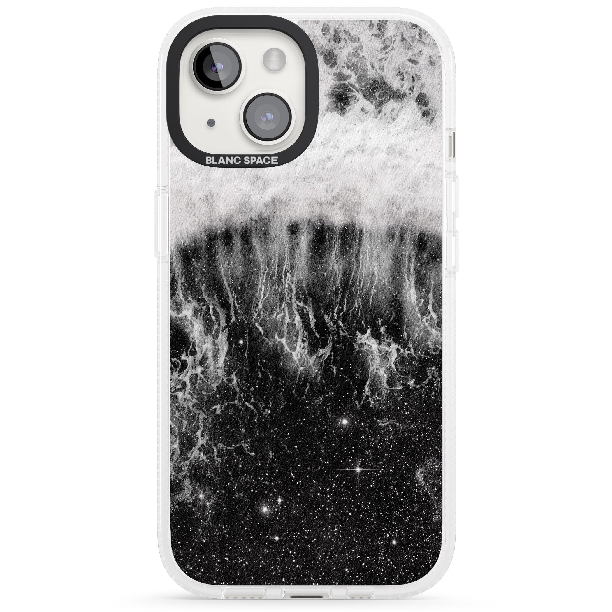 Ocean Wave Galaxy Print iPhone 15 / 14 / 13 Clear Case Impact Air - Blanc Space