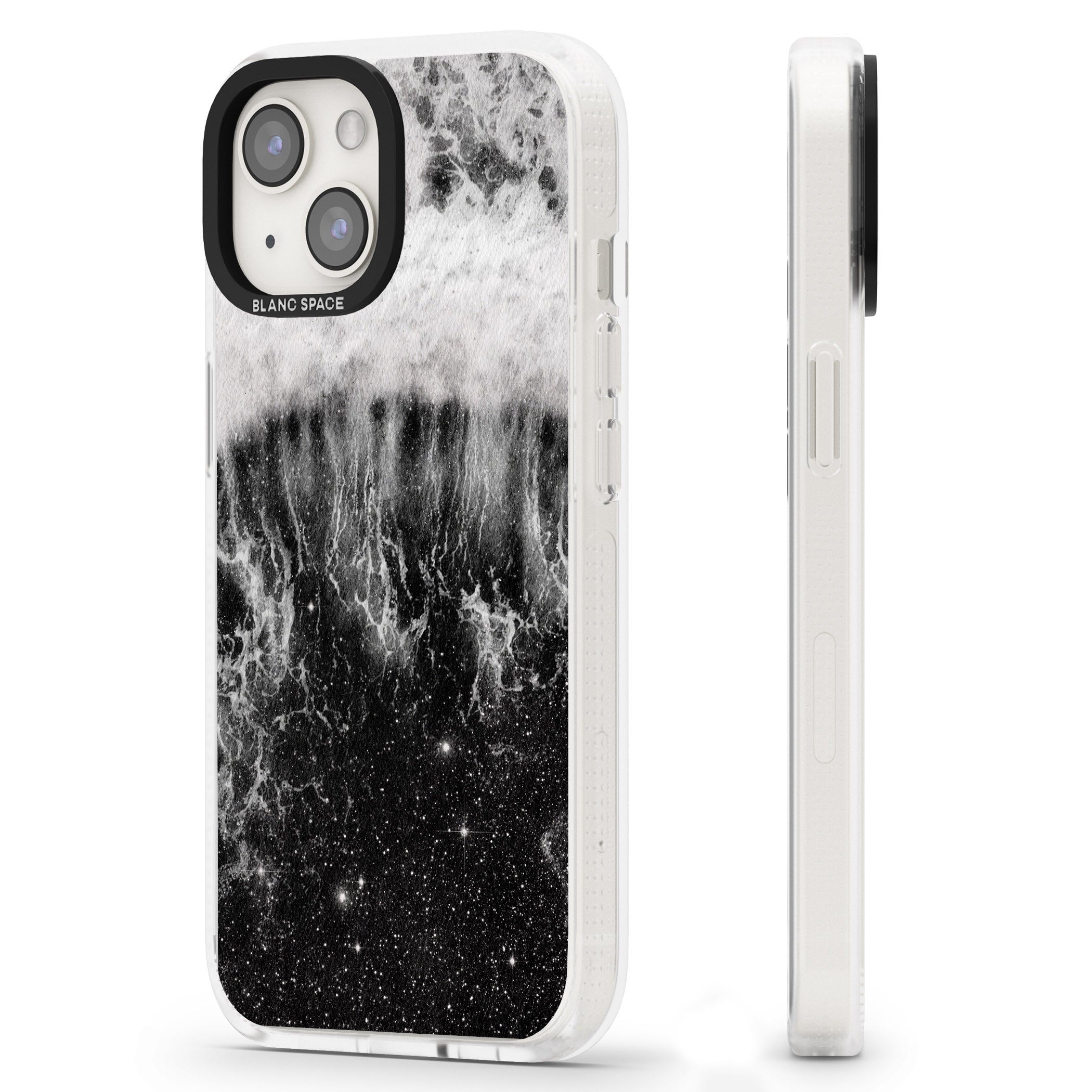 Ocean Wave Galaxy Print iPhone 15 / 14 / 13 Clear Case Impact Air - Blanc Space