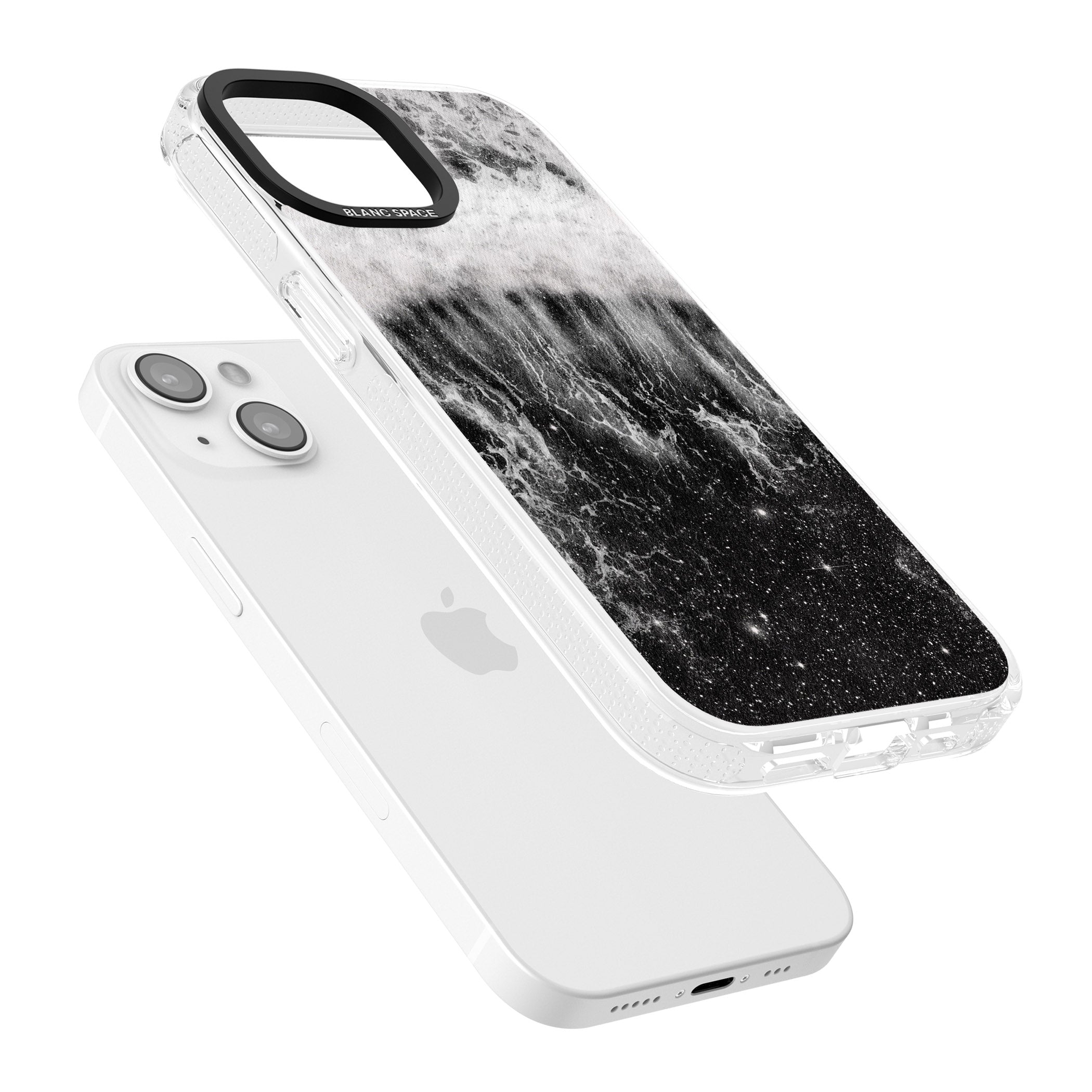 Ocean Wave Galaxy Print iPhone 15 / 14 / 13 Clear Case Impact Air - Blanc Space